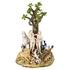 Meissen Adam and Eve Group around Tree of Knowlege