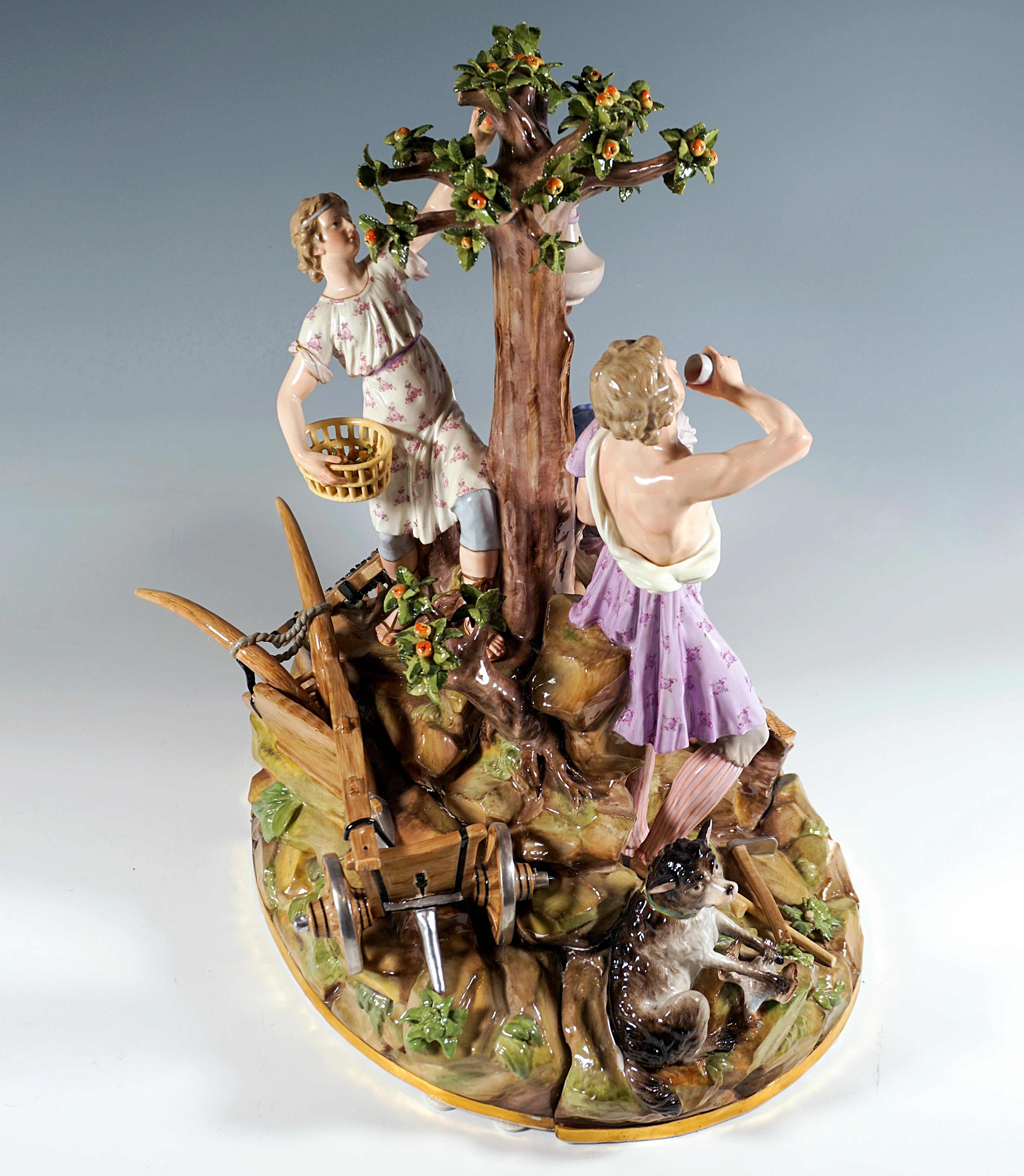 Hand-Crafted Meissen Allegorical Group 'The Agriculture', by M.V. Acier, Germany, Ca 1870 For Sale