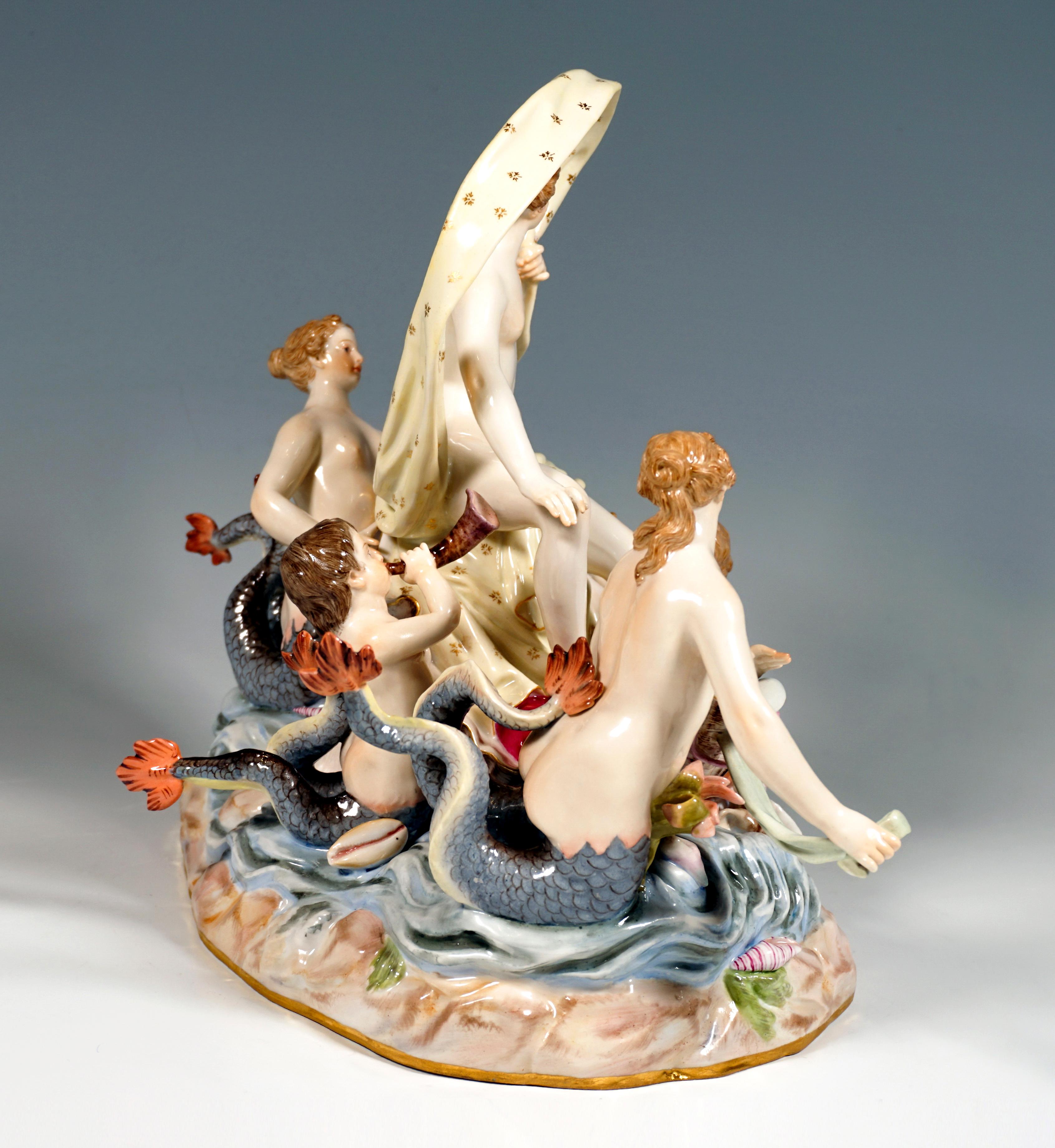 Baroque Meissen Allegorical Group 'The Water', by M.V. Acier, Germany, Around 1860