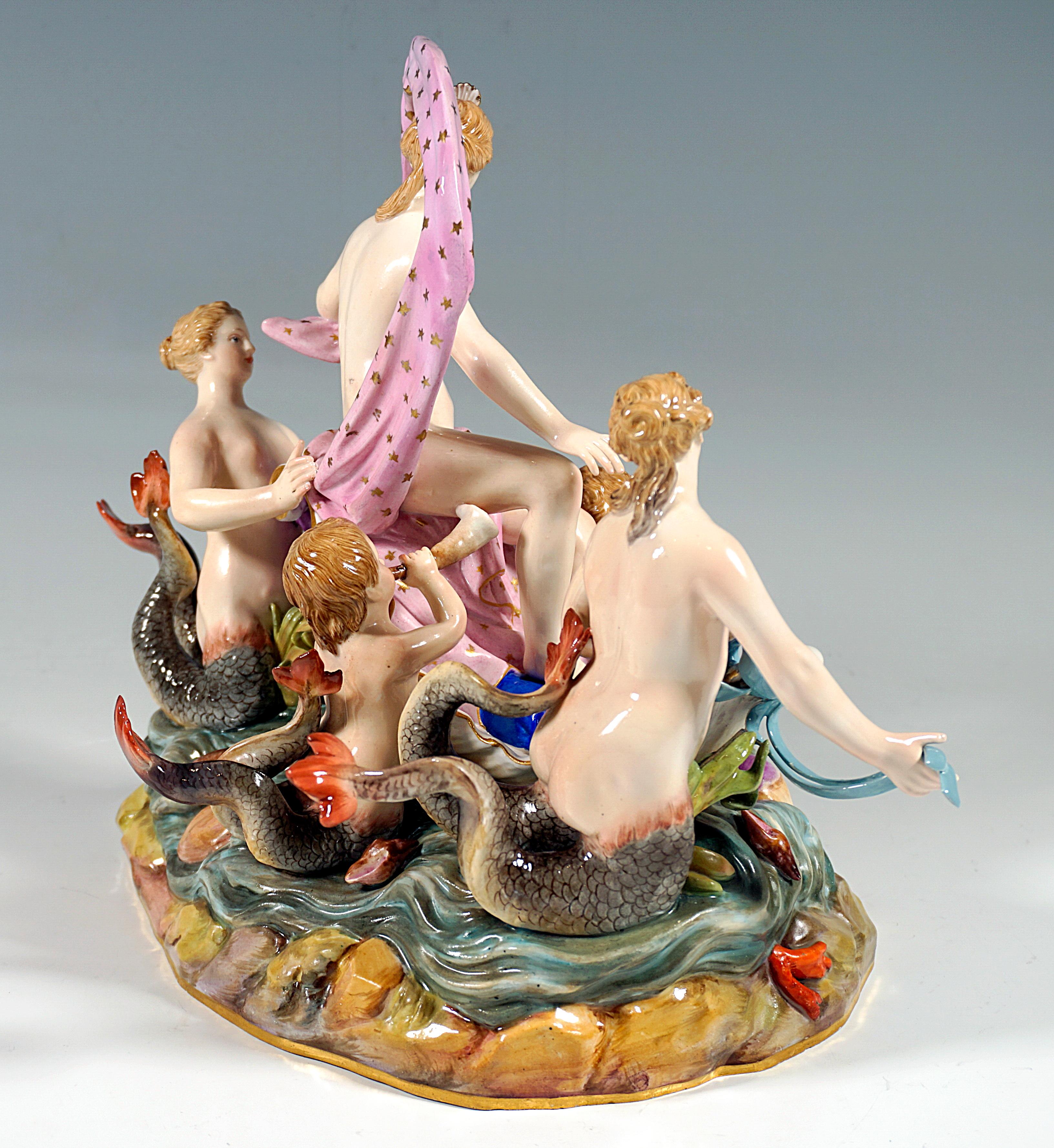 Baroque Meissen Allegorical Group 'The Water', by M.V. Acier, Germany, Around 1860 For Sale