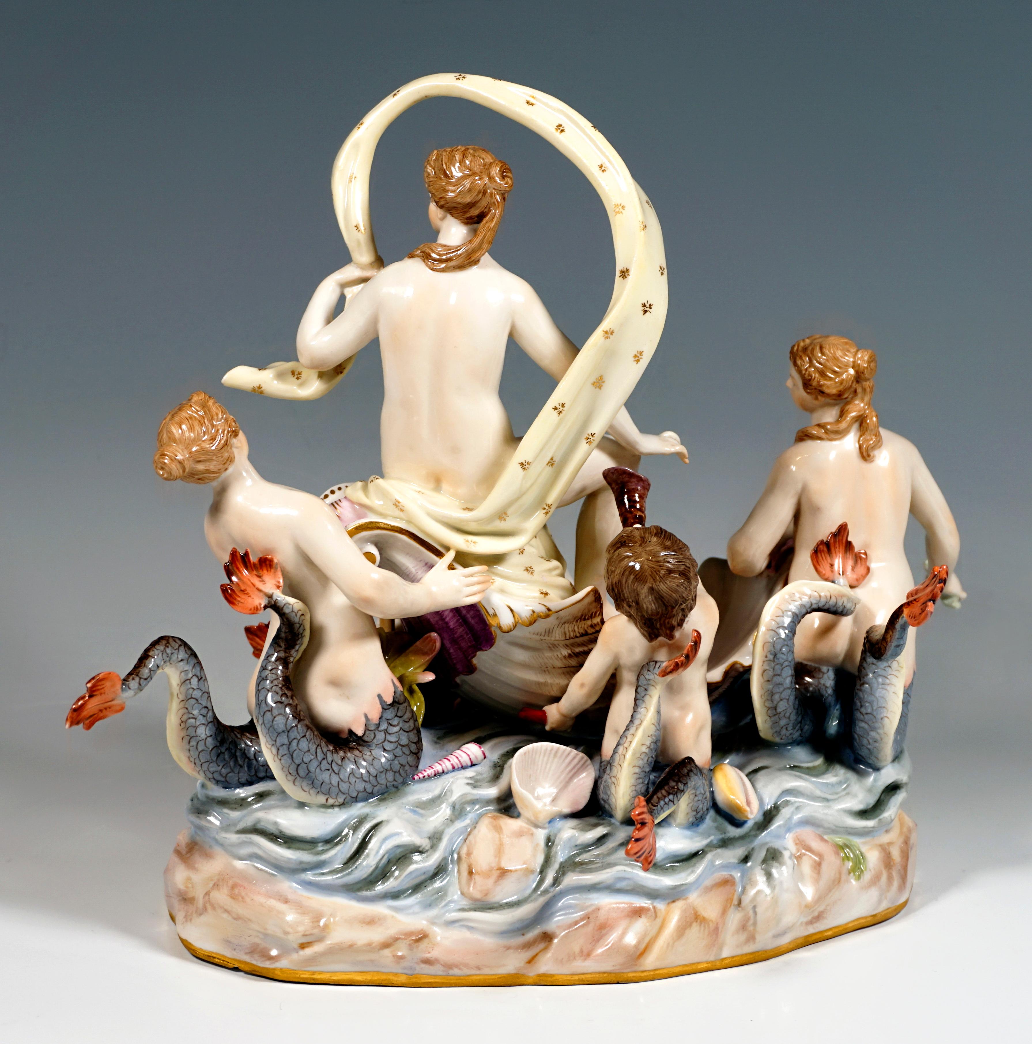 Hand-Crafted Meissen Allegorical Group 'The Water', by M.V. Acier, Germany, Around 1860