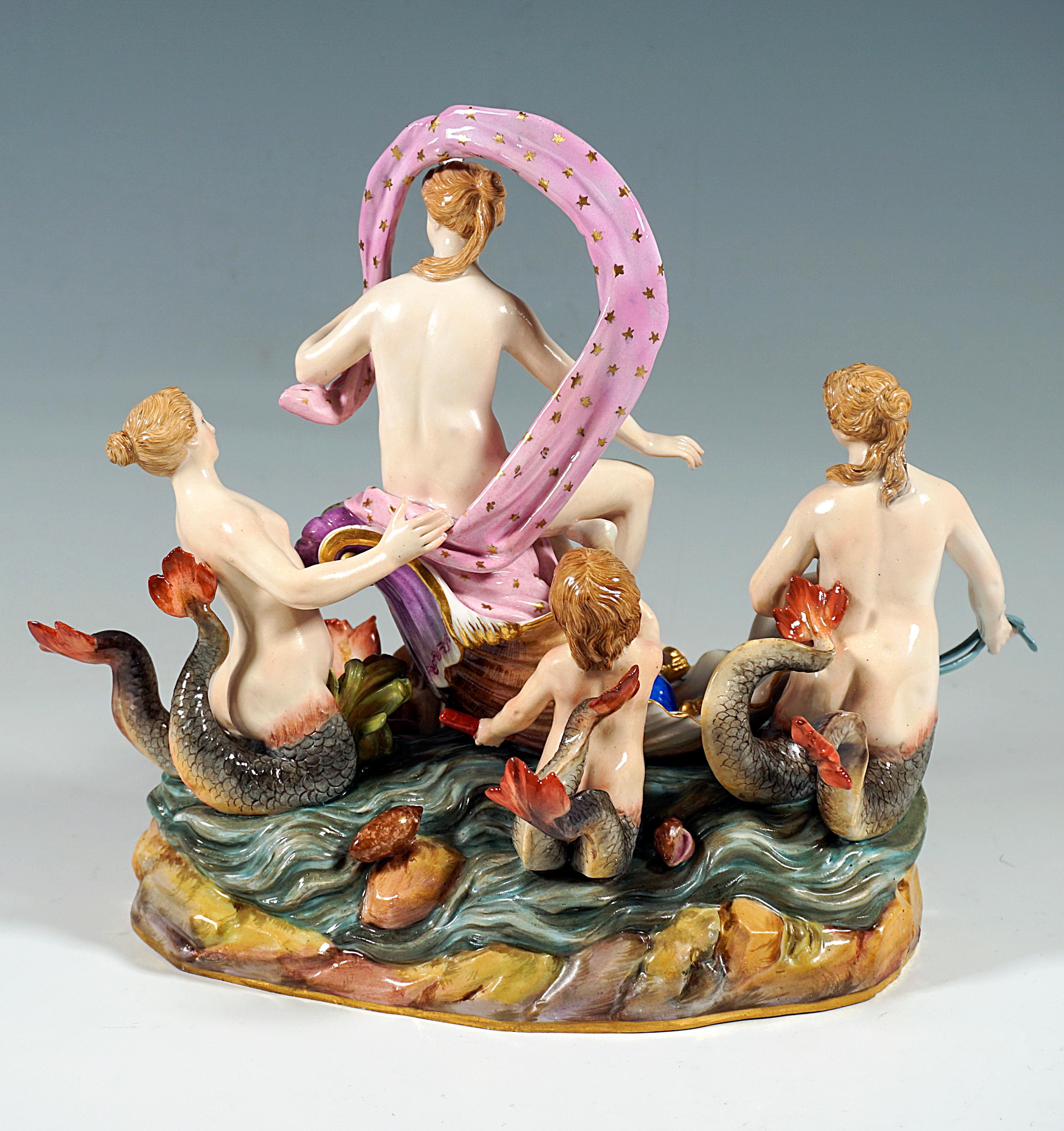 Hand-Crafted Meissen Allegorical Group 'The Water', by M.V. Acier, Germany, Around 1860 For Sale
