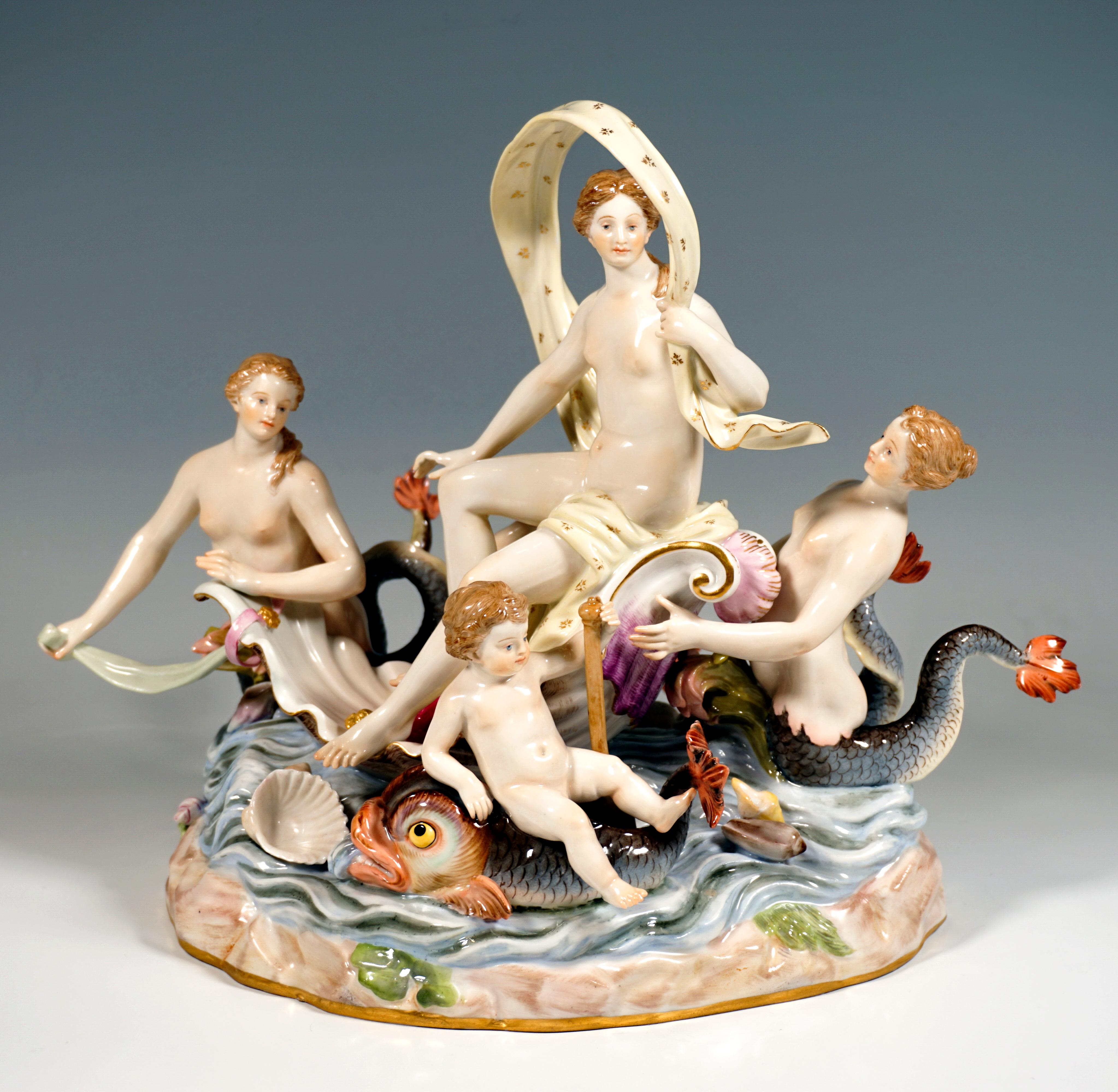 19th Century Meissen Allegorical Group 'The Water', by M.V. Acier, Germany, Around 1860