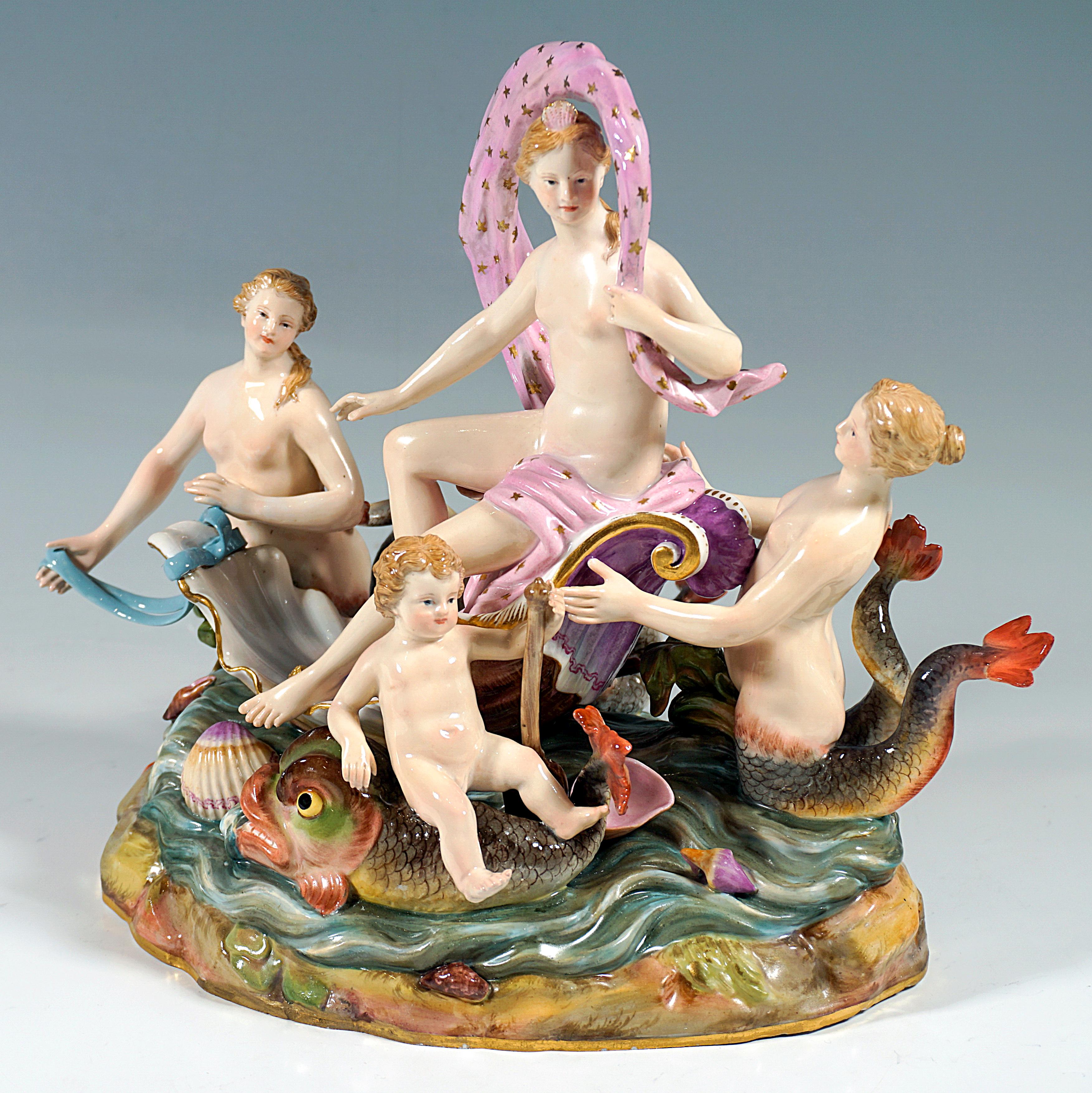 19th Century Meissen Allegorical Group 'The Water', by M.V. Acier, Germany, Around 1860 For Sale