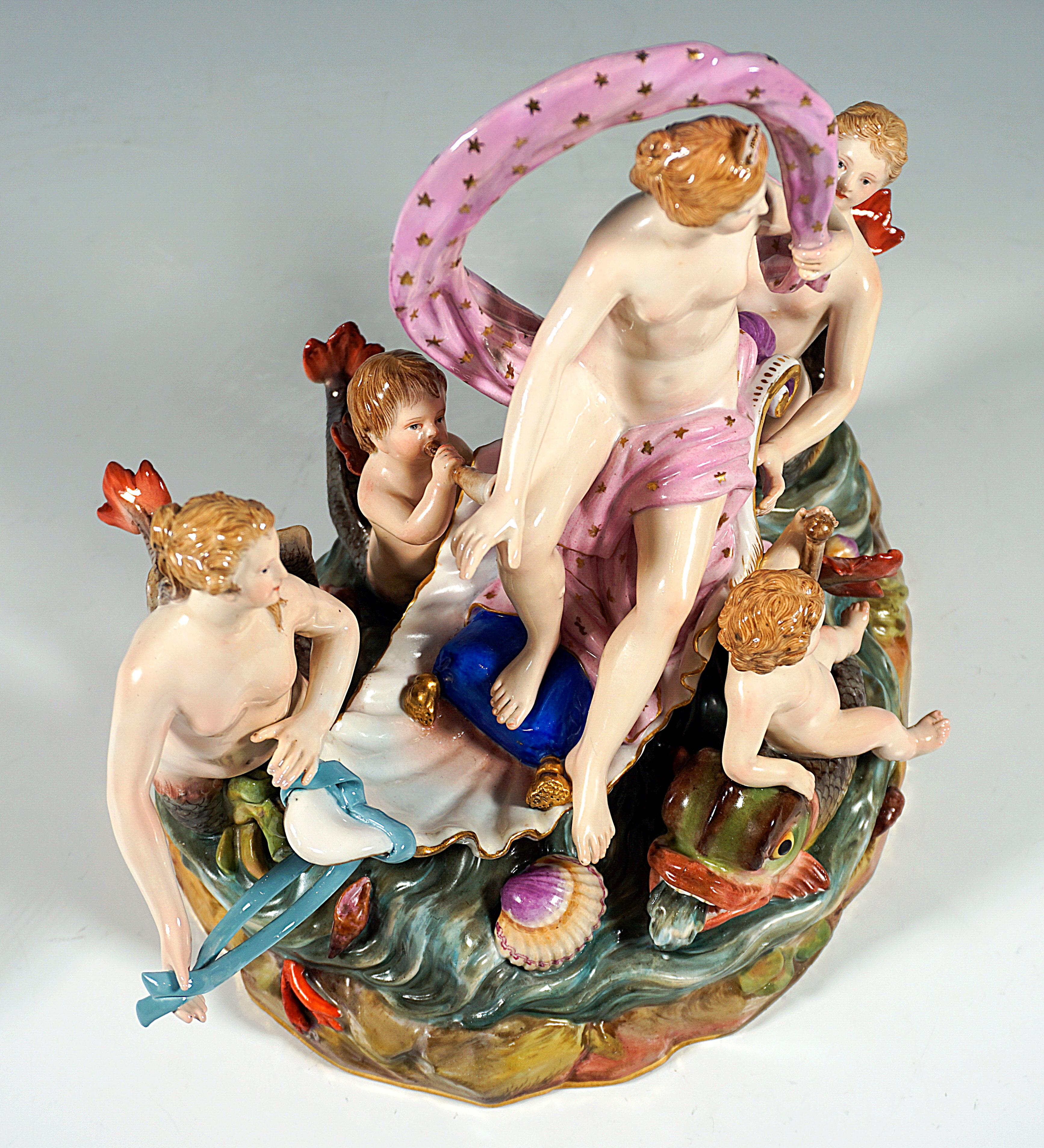 Porcelain Meissen Allegorical Group 'The Water', by M.V. Acier, Germany, Around 1860 For Sale