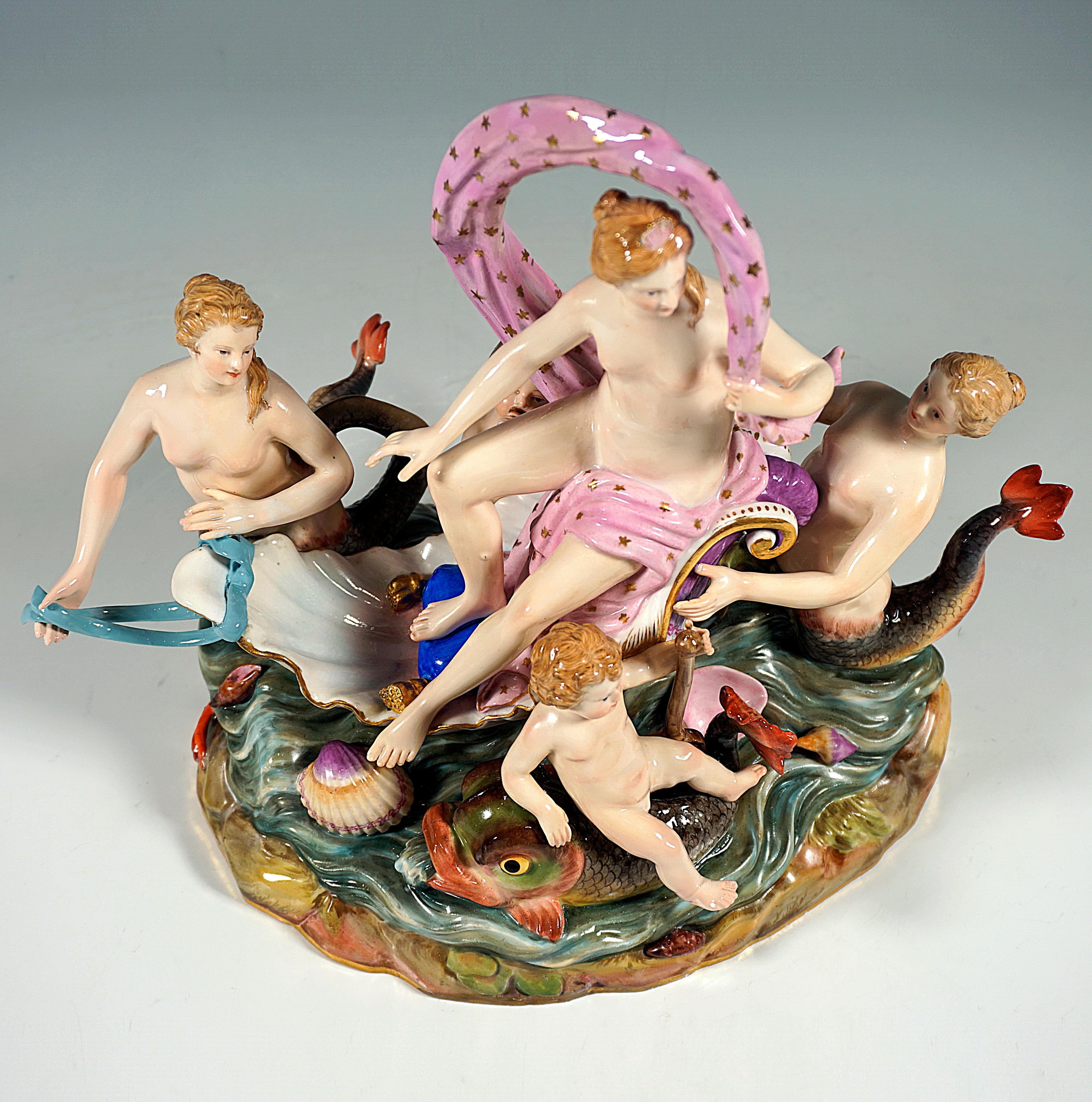 Meissen Allegorical Group 'The Water', by M.V. Acier, Germany, Around 1860 For Sale 1