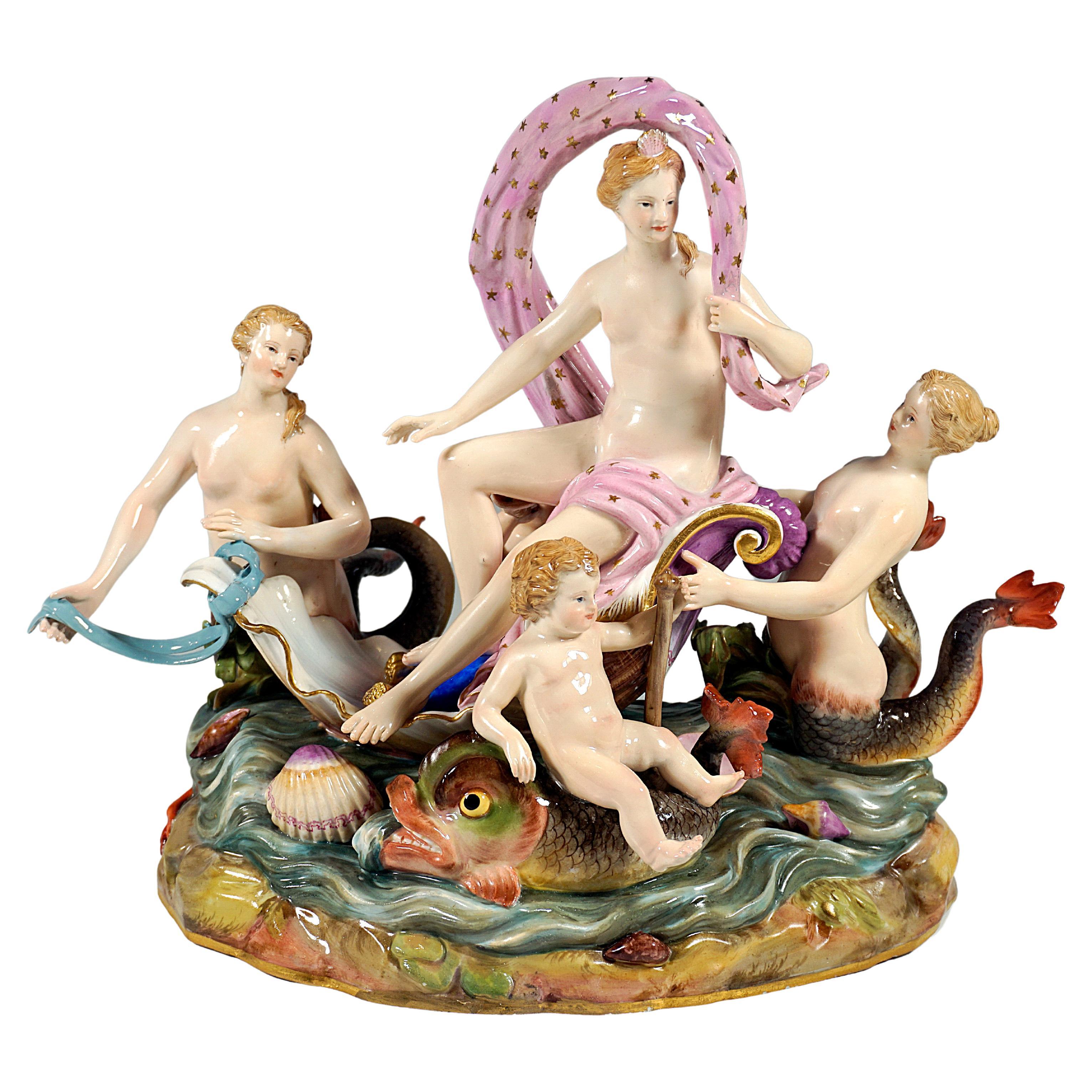Gruppo allegorico di Meissen "L'acqua", di M.V. Acier, Germania, 1860 circa