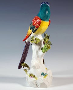 Meissen Animal Figure, Parrot On A Tree Trunk, By J.J. Kaendler, 20th Century