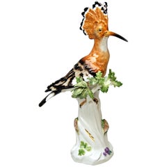 Antique Meissen Animal Figurine Hoopoe Bird Model 278 Kaendler Made circa 1850