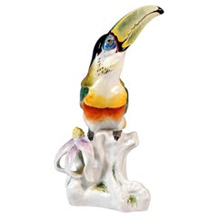 Meissen Animal Figurine, Toucan On A Traa Trunk, by Paul Walther, 20th Century