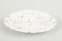 Meissen. Antique dish in porcelain with relief leaf decoration. 19th C.