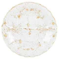 Meissen. Antique dish in porcelain with relief leaf decoration. 19th C.
