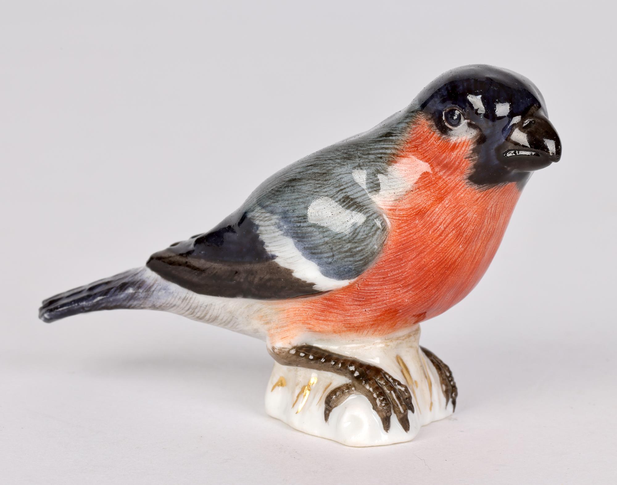Meissen Antique Porcelain Model of a Bullfinch Bird 2