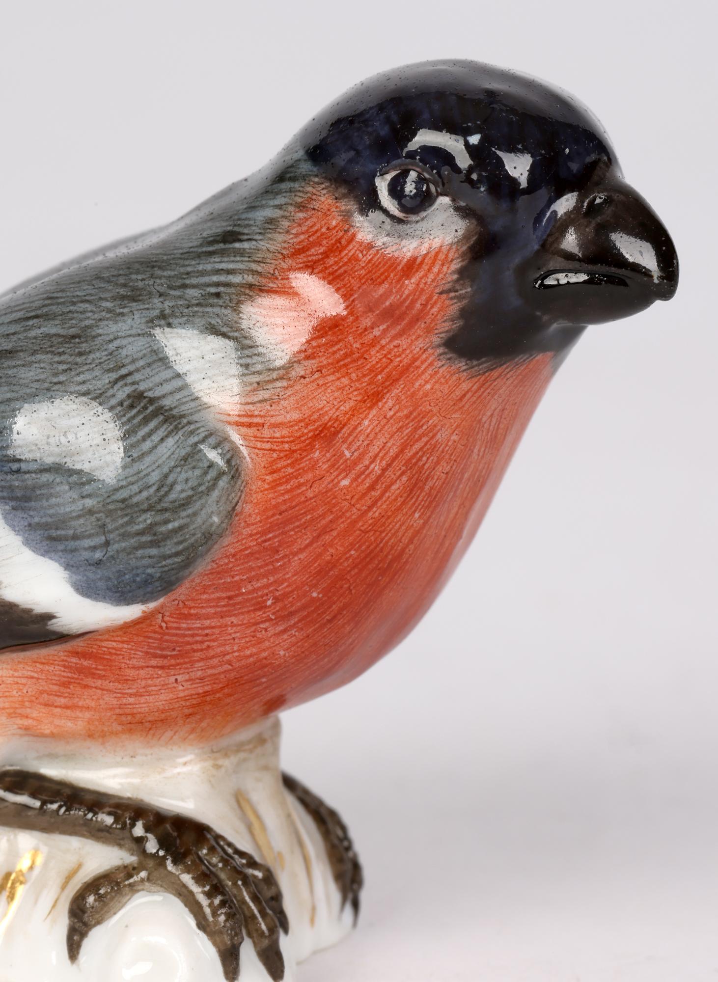 Meissen Antique Porcelain Model of a Bullfinch Bird 5