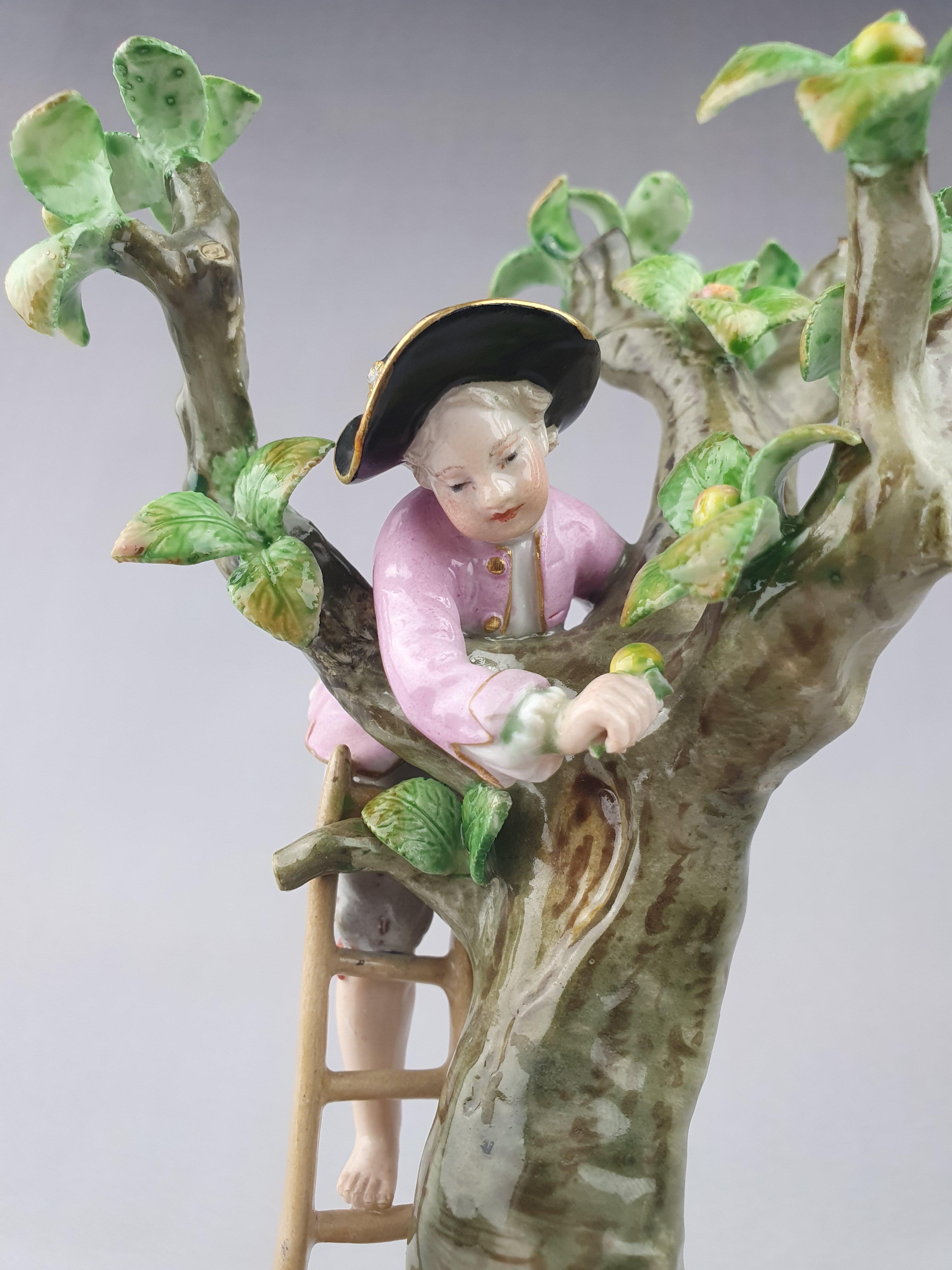 19th Century Meissen Apple Picking Group For Sale