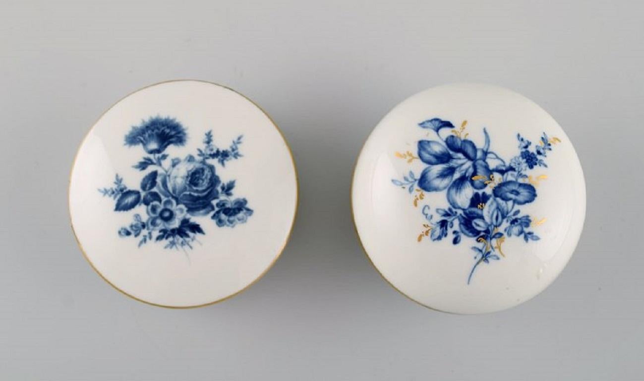 Hand-Painted Meissen Aquatinta, Two Lidded Jars and Three Caviar Bowls in Porcelain For Sale