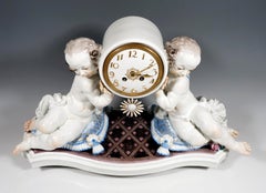 Meissen Art Deco Mantle Clock with Two Putti by Paul Scheurich, 1920-1924