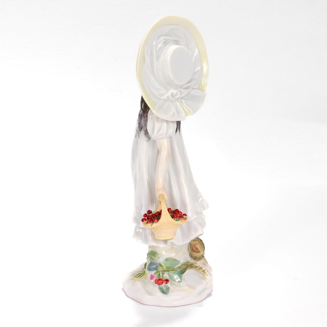 20th Century Meissen Art Nouveau Figure of a Girl with Cherries by Paul Helmig, circa 1910 For Sale