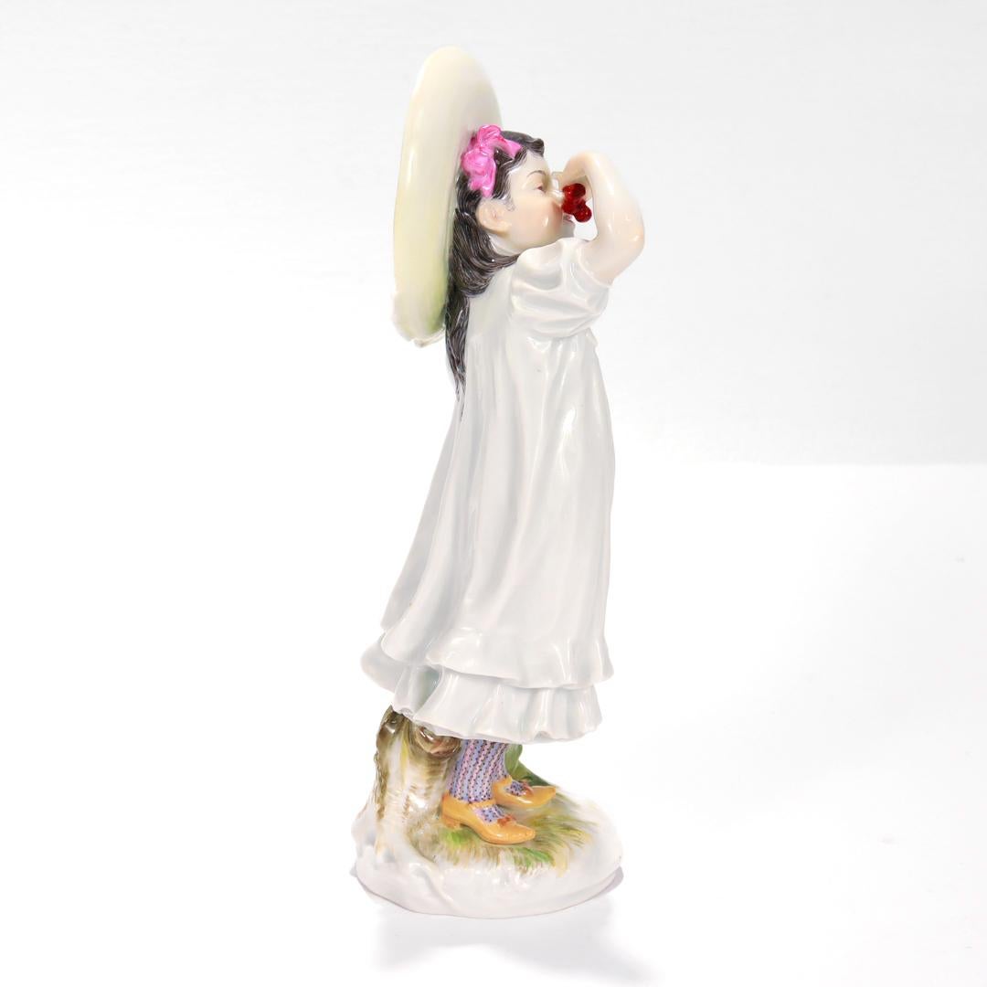 Meissen Art Nouveau Figure of a Girl with Cherries by Paul Helmig, circa 1910 For Sale 1