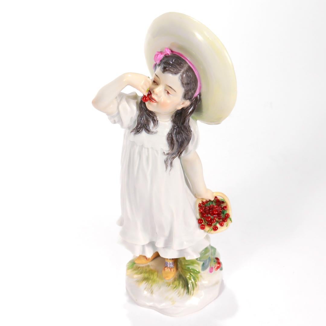 Meissen Art Nouveau Figure of a Girl with Cherries by Paul Helmig, circa 1910 For Sale 3