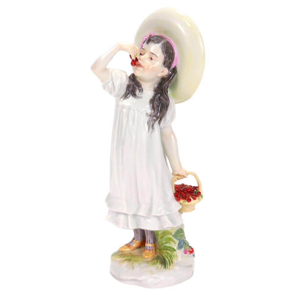 Meissen Art Nouveau Figure of a Girl with Cherries by Paul Helmig, circa 1910 For Sale