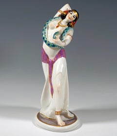 Meissen Art Nouveau Figure Of A Snake Dancer By Max Bochmann Circa 1914