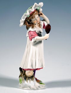 Meissener Jugendstil-Figur, „Der erste Schmuck“, Paul Helmig, Deutschland, um 1907