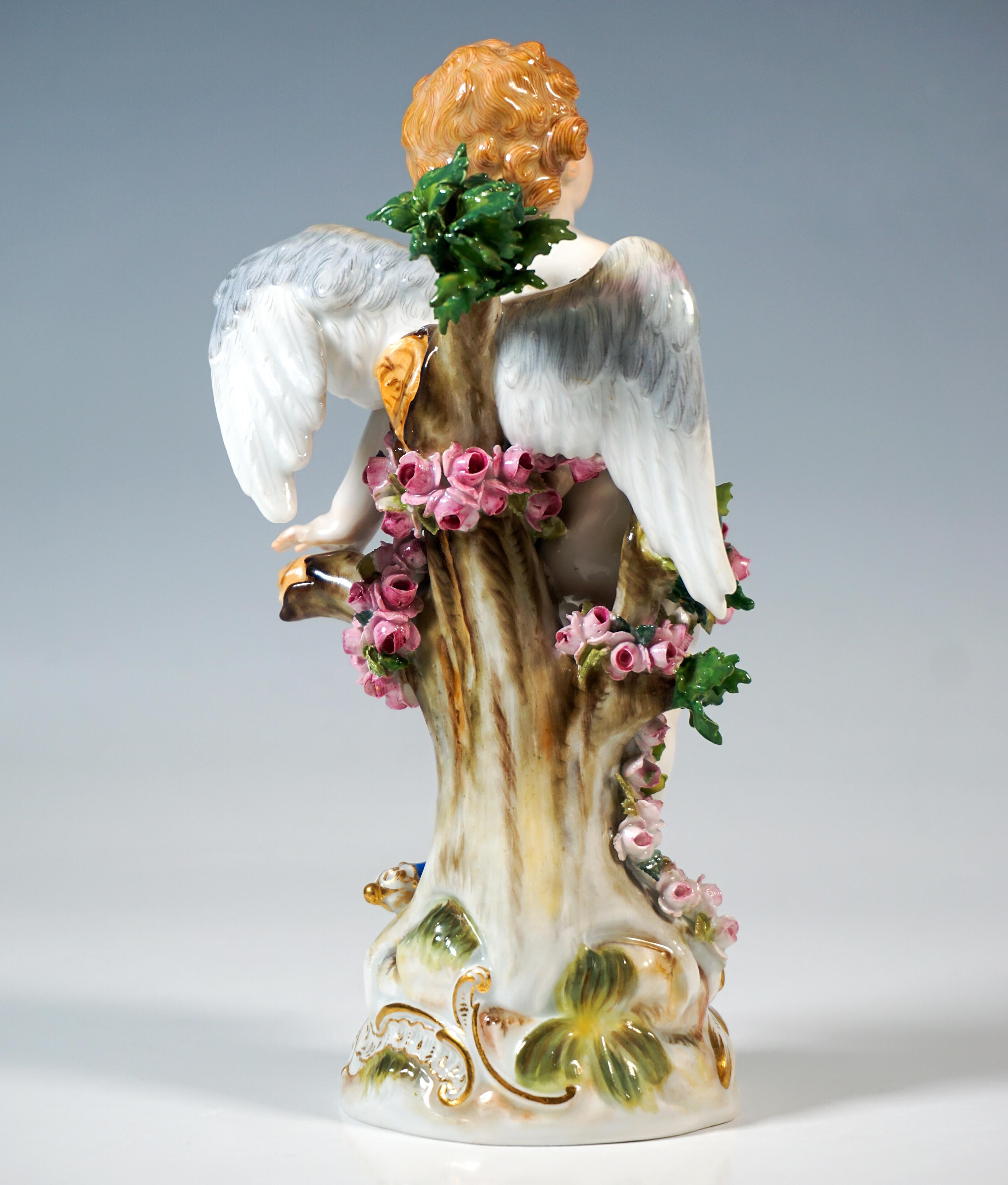 Hand-Crafted Meissen Art Nouveau Figure 'Tied Up Cupid' by Paul Helmig, Germany Circa 1900 For Sale