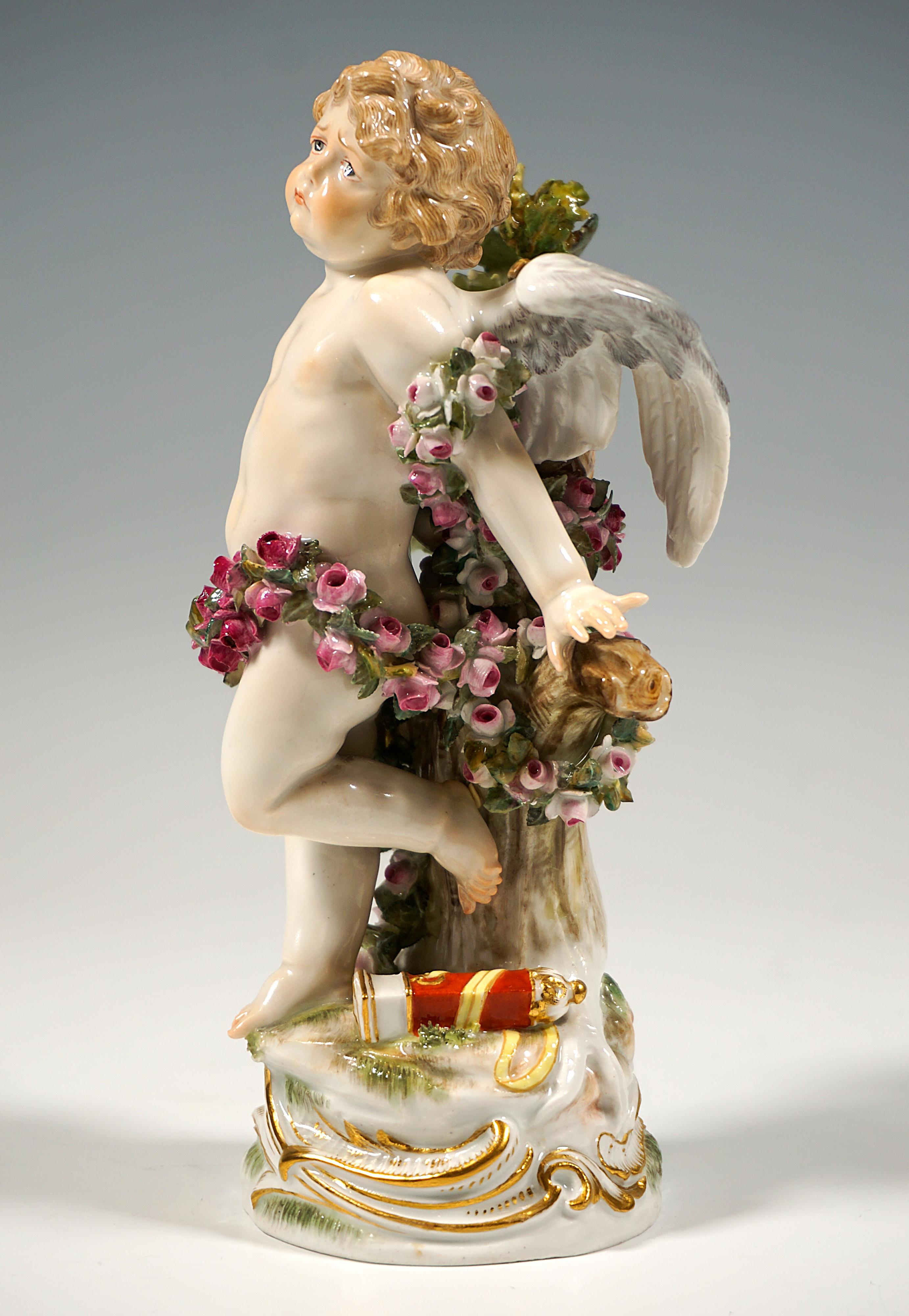 Porcelain Meissen Art Nouveau Figure 'Tied Up Cupid' by Paul Helmig, Germany Circa 1900