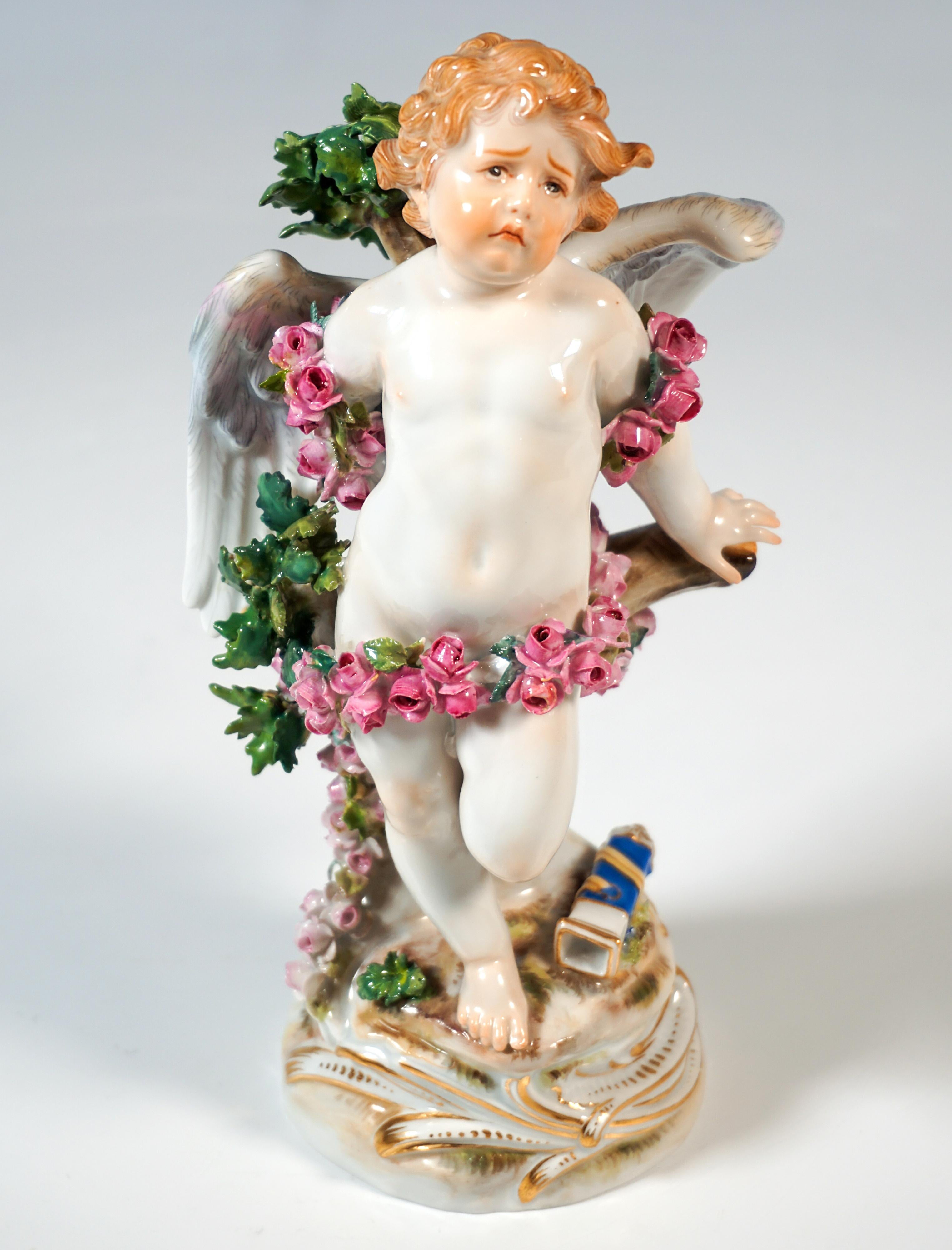 Porcelain Meissen Art Nouveau Figure 'Tied Up Cupid' by Paul Helmig, Germany Circa 1900 For Sale