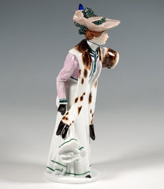 Meissen Art Nouveau Figurine, Lady With Muff, by Konrad Hentschel, ca 1906