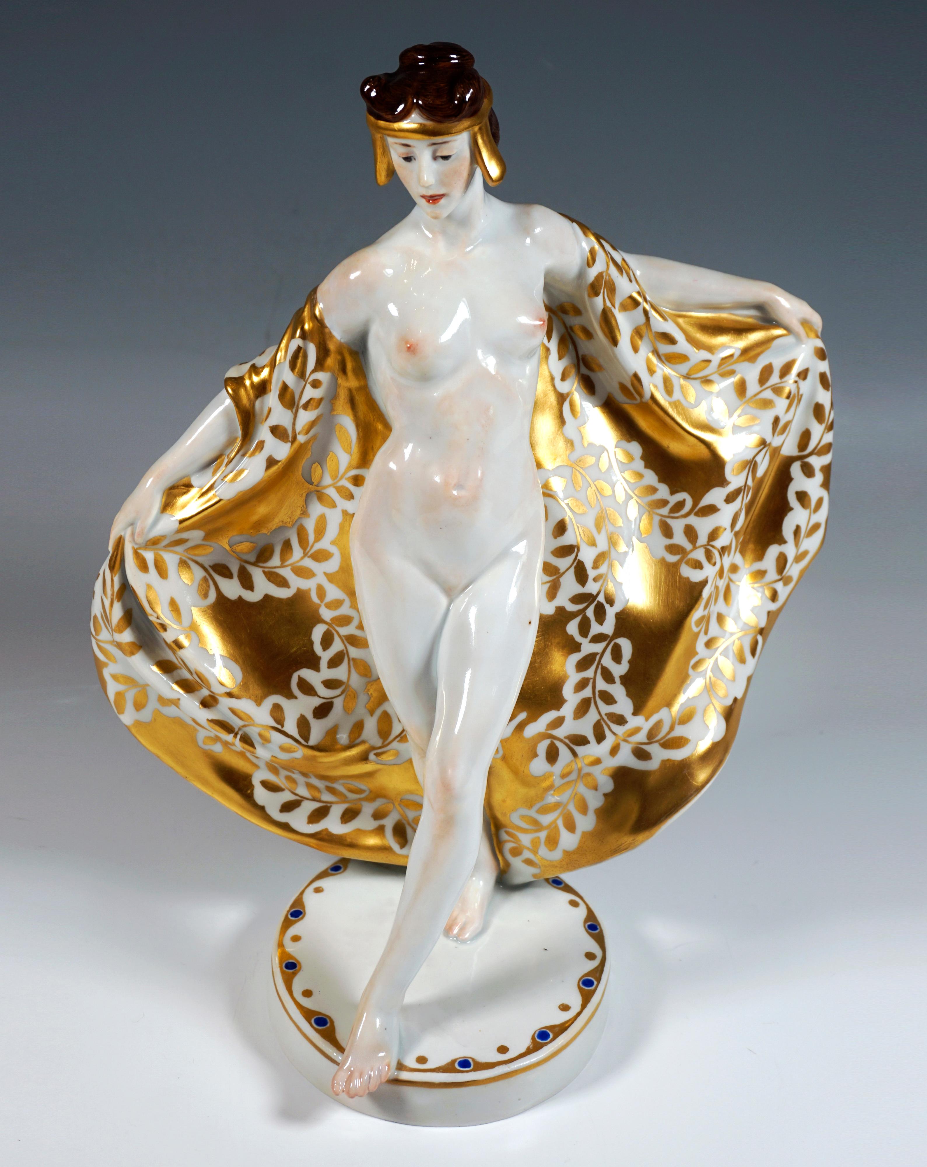 Jugendstilfigur der Tänzerin Loie Fuller aus Meissen, von Theodor Eichler, um 1911 (Deutsch)