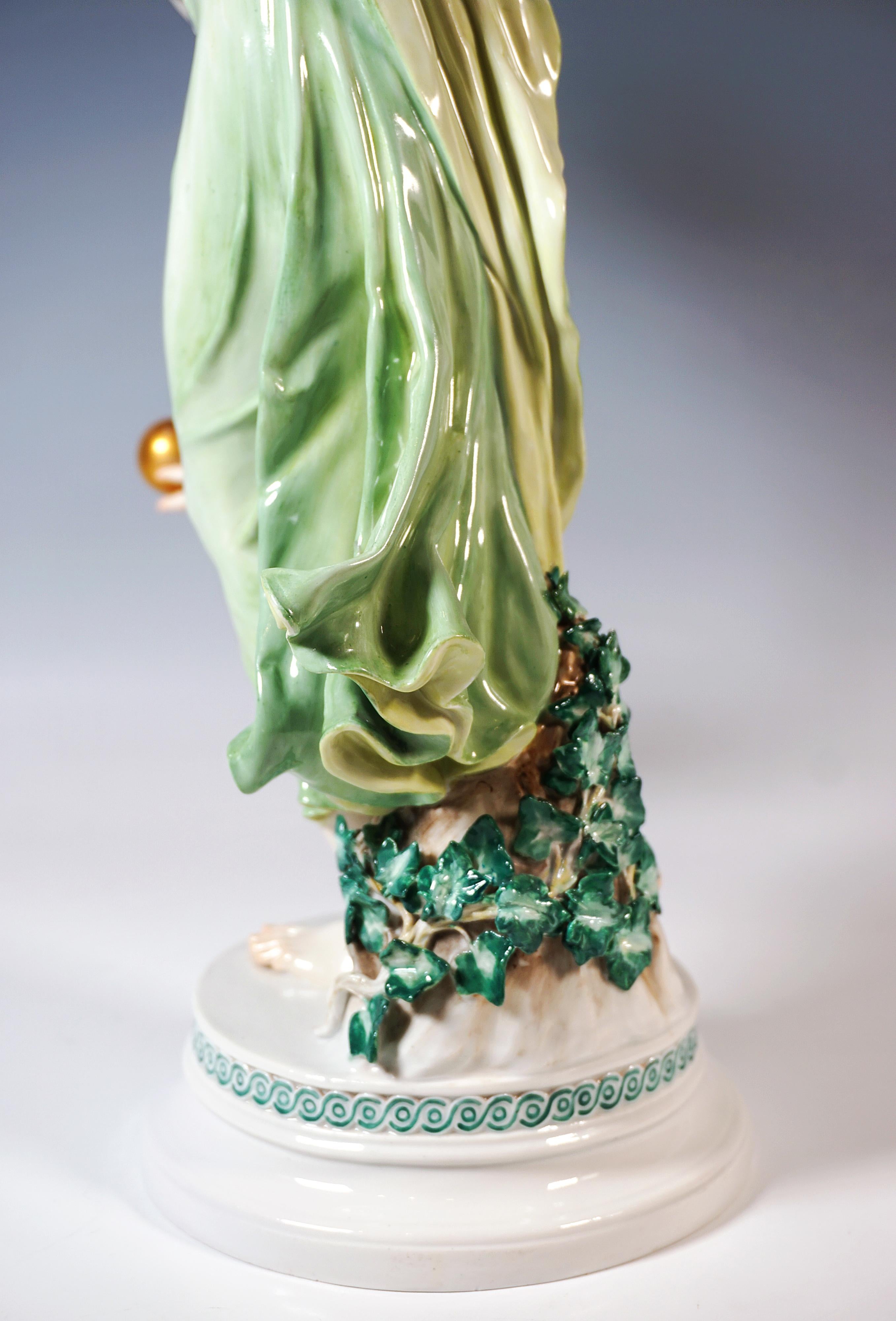 Porcelain Meissen Art Nouveau Figurine, Young Lady Ball Player by Walter Schott, ca 1900 For Sale