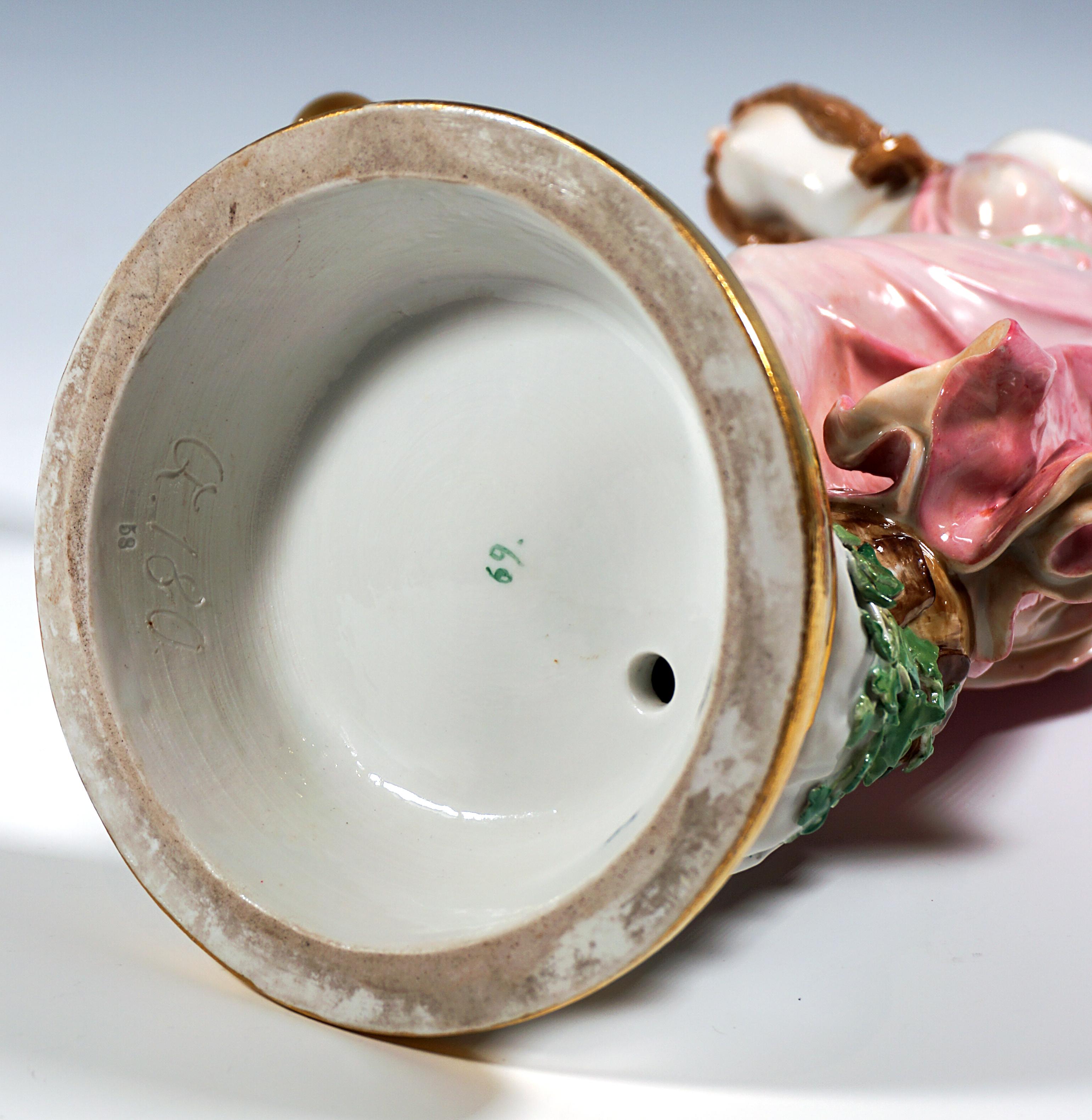 Figurilla Art Nouveau de Meissen, Joven jugadora de pelota de Walter Schott, hacia 1900 1