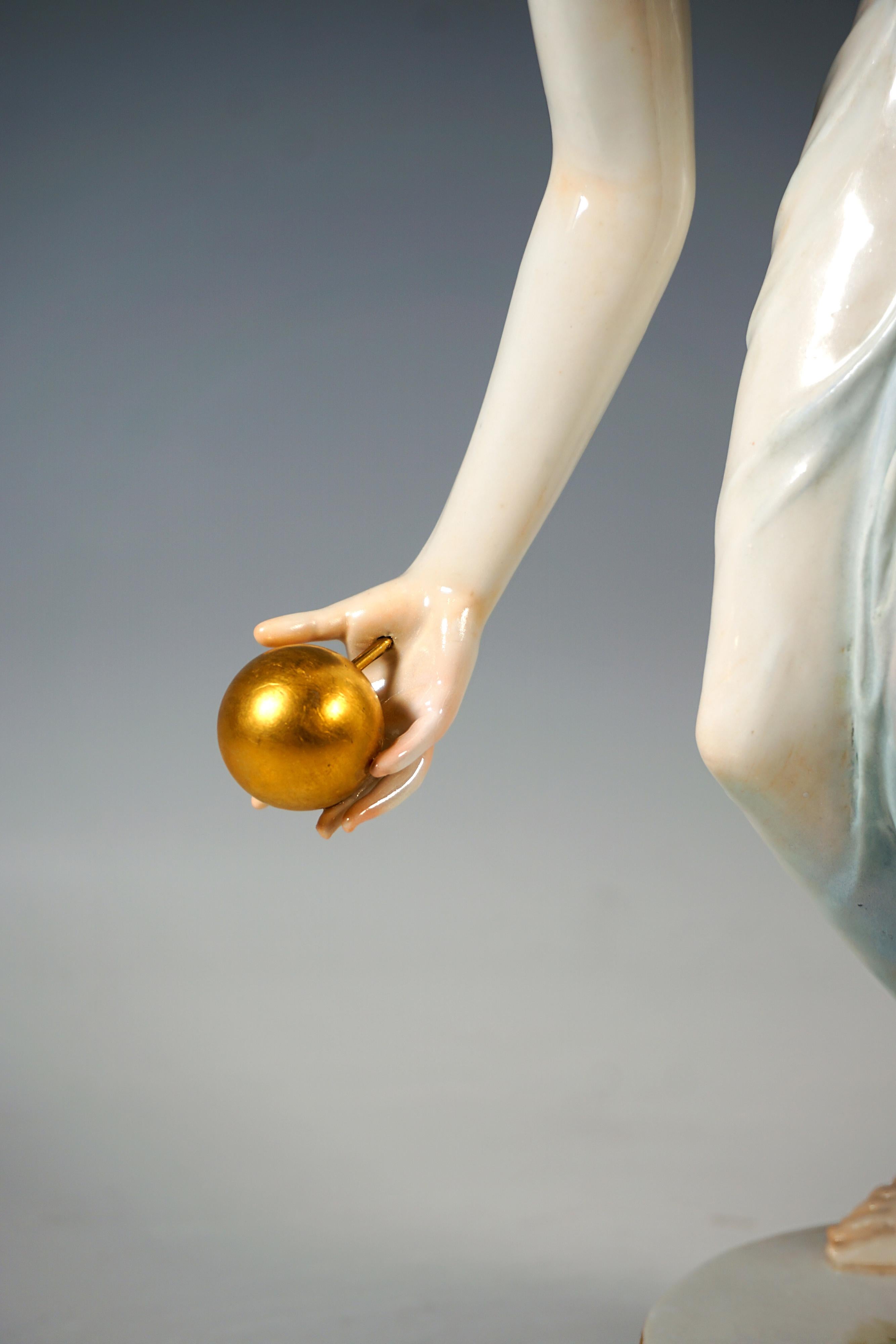Meissen Art Nouveau Figurine, Young Lady Ball Player by Walter Schott, ca 1900 For Sale 1