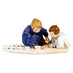 Meissen Art Nouveau Group, Hentschelkinder, Children Baking Sand Cakes, 1906