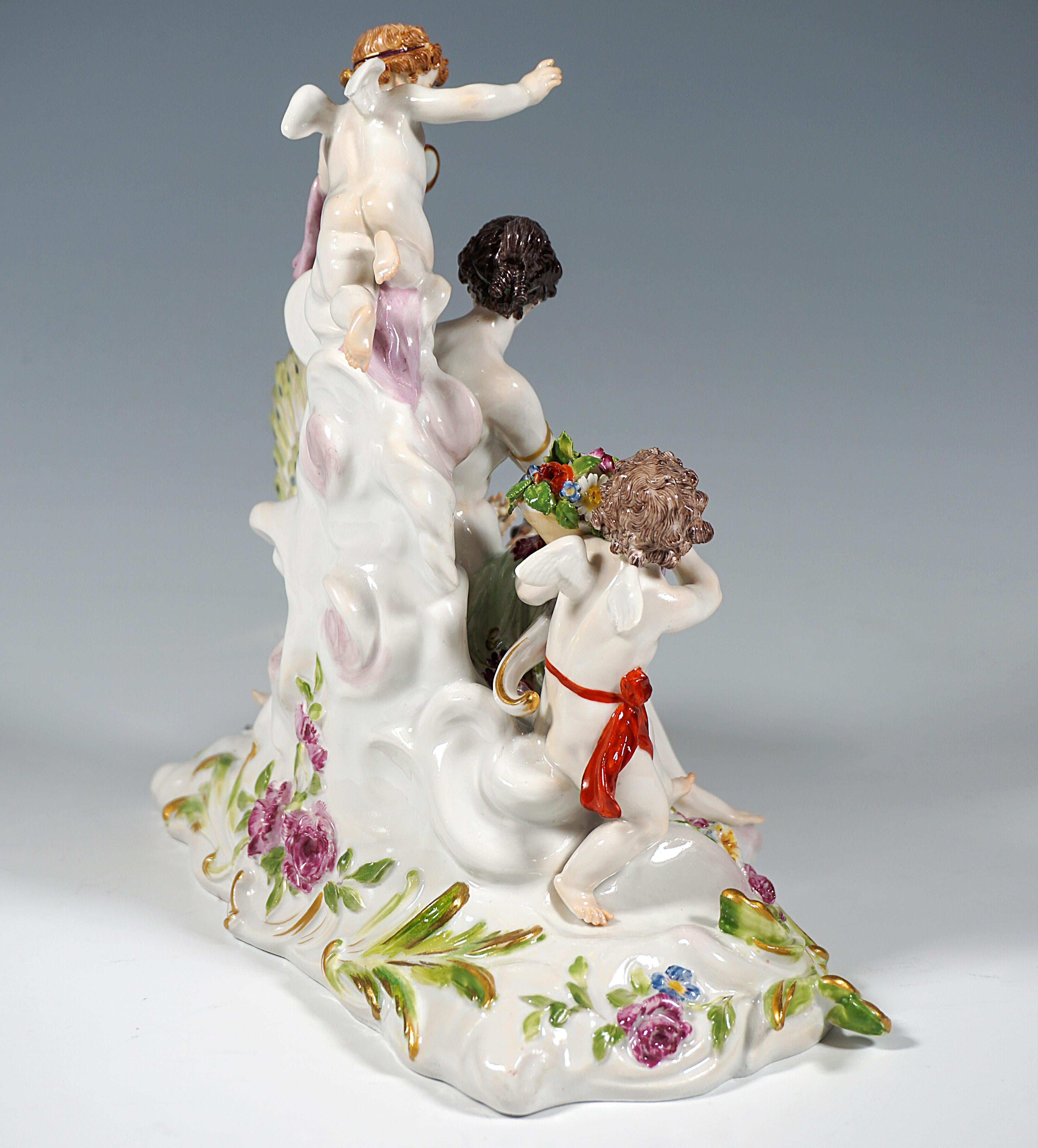 Hand-Crafted Meissen Art Nouveau Group 'the Air' by Paul Helmig, Germany, Around 1900 For Sale