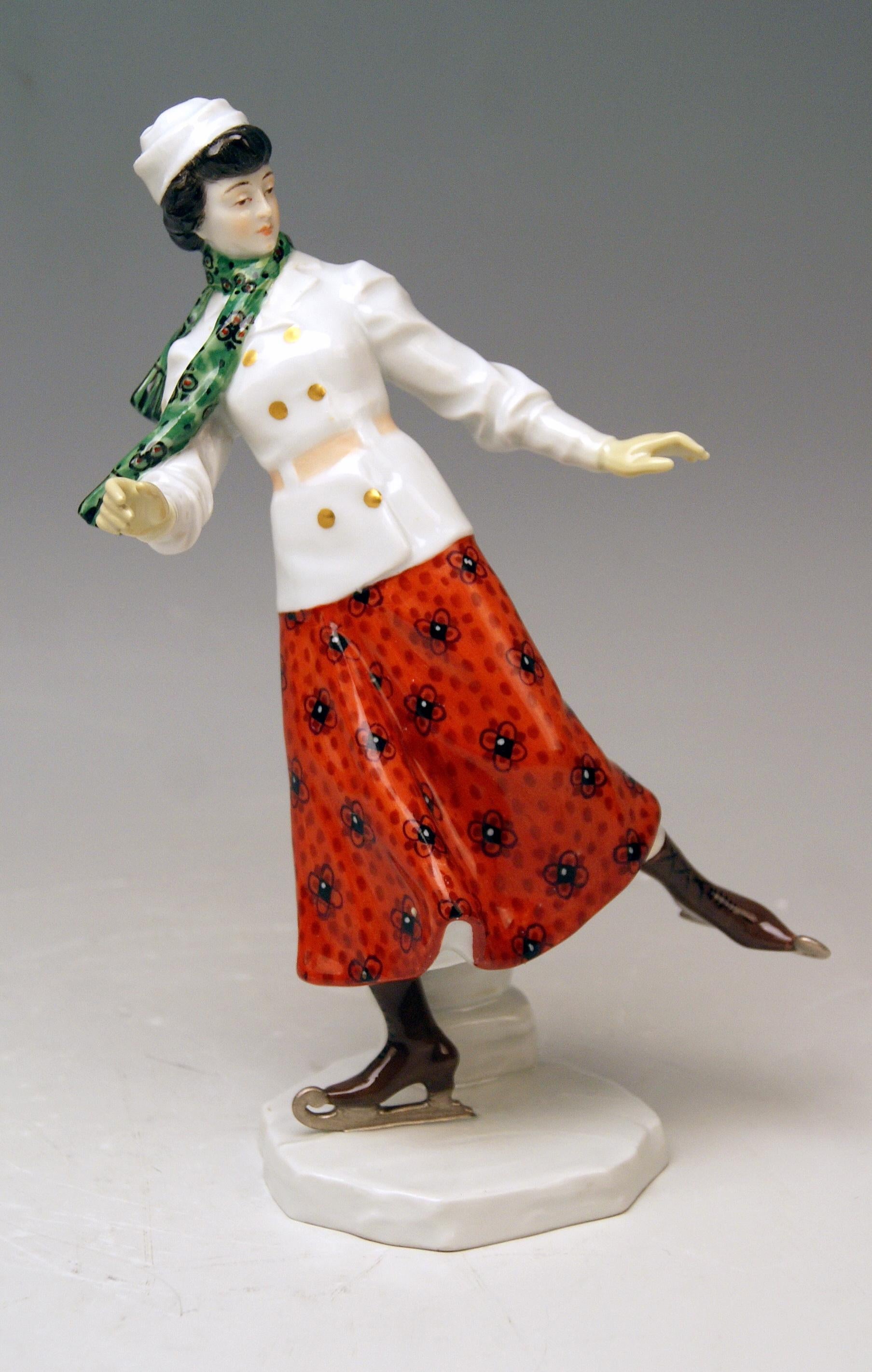 Meissen Art Nouveau Lady Ice Skating Model Z 194 by Alfred Koenig, circa 1912 In Excellent Condition In Vienna, AT