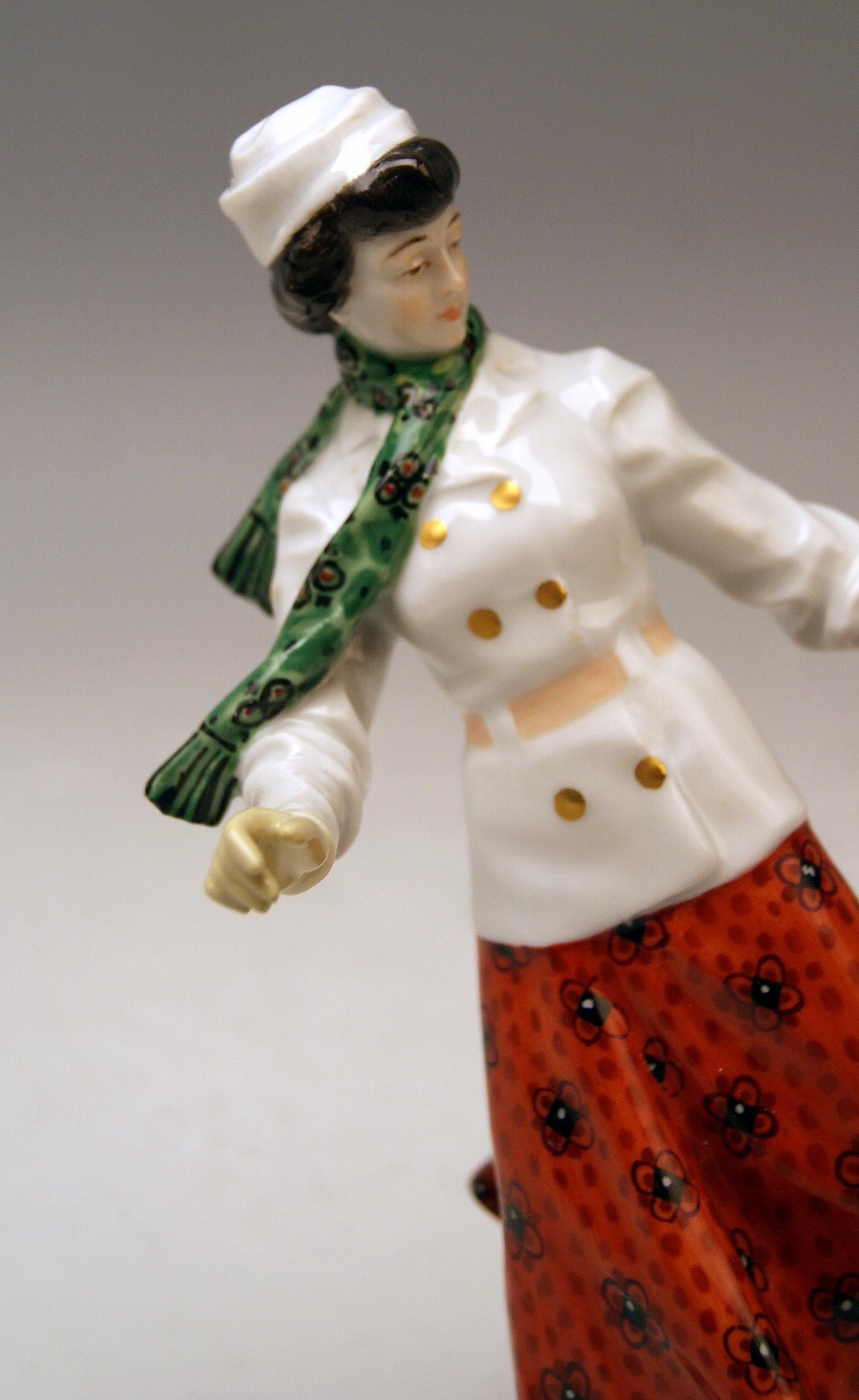 Early 20th Century Meissen Art Nouveau Lady Ice Skating Model Z 194 by Alfred Koenig, circa 1912
