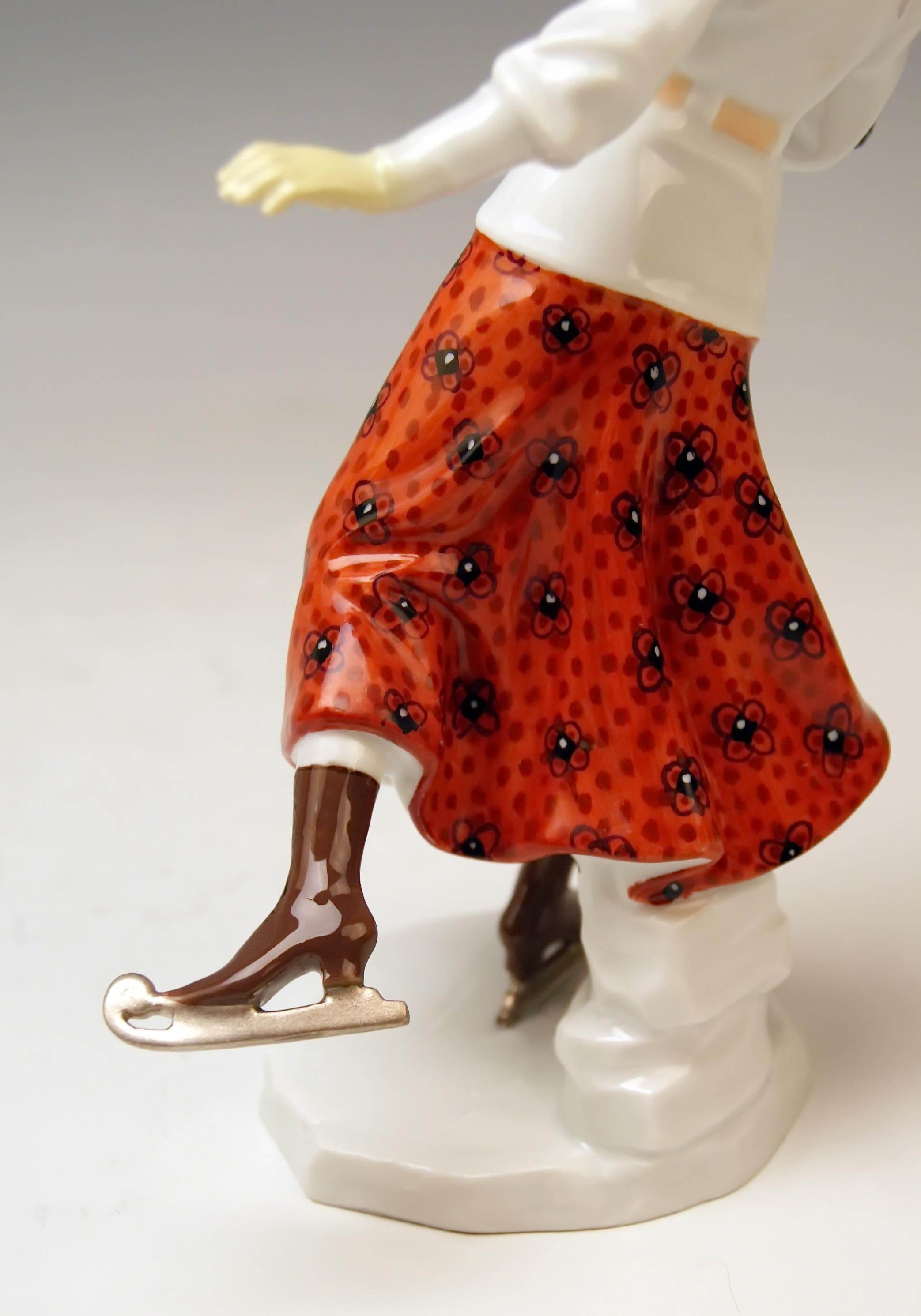 Porcelain Meissen Art Nouveau Lady Ice Skating Model Z 194 by Alfred Koenig, circa 1912