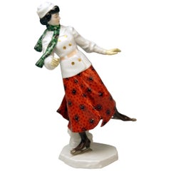 Antique Meissen Art Nouveau Lady Ice Skating Model Z 194 by Alfred Koenig, circa 1912