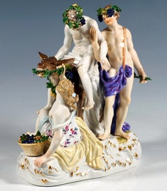 Meissen Bacchant Group, Drunken Silenus On Donkey, by E.A. Leuteritz, Circa 1870
