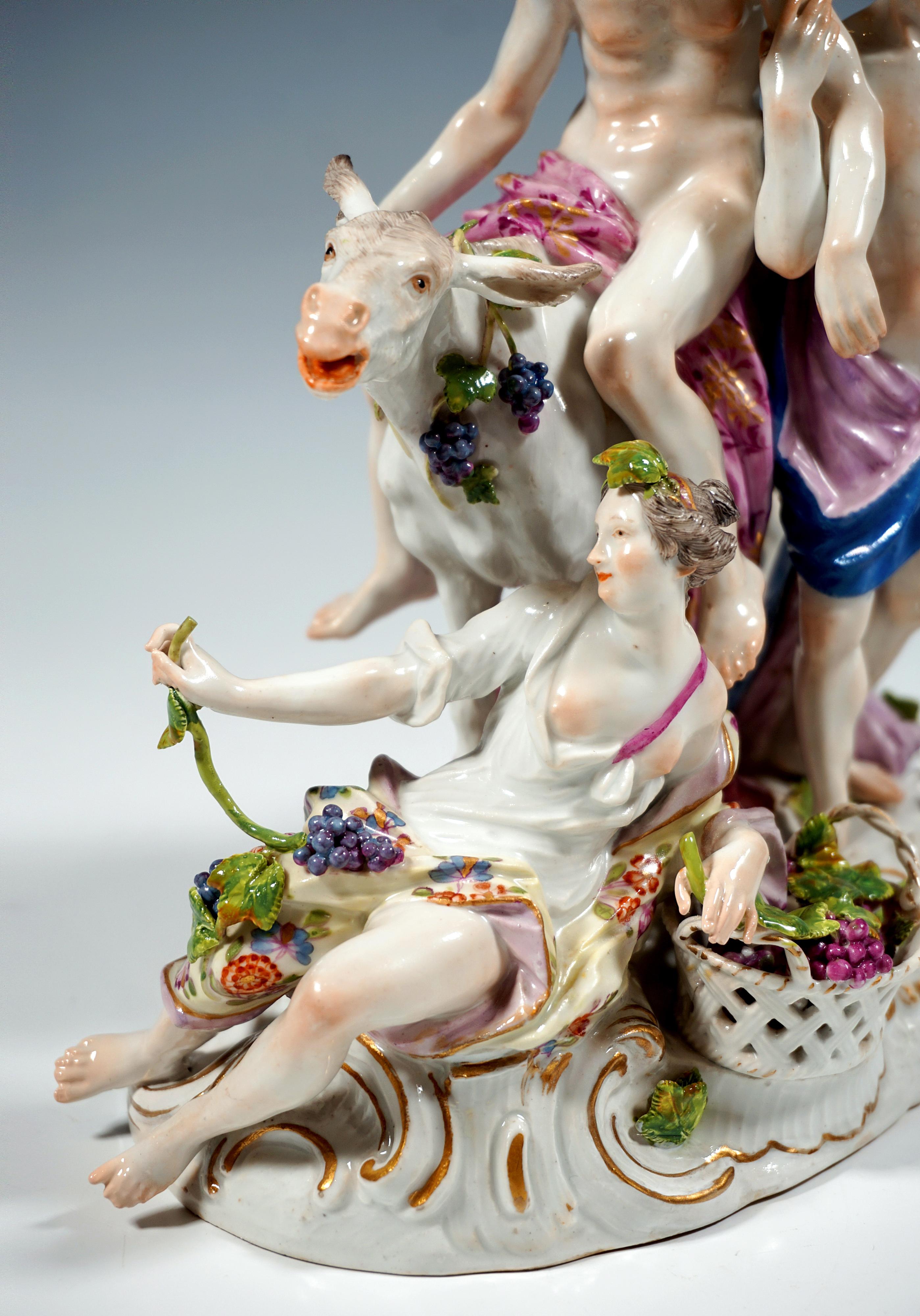 Tedesco Gruppo Bacchant di Meissen 'Sileno ubriaco sull'asino', di F. A. Meyers, 1763-1773 in vendita