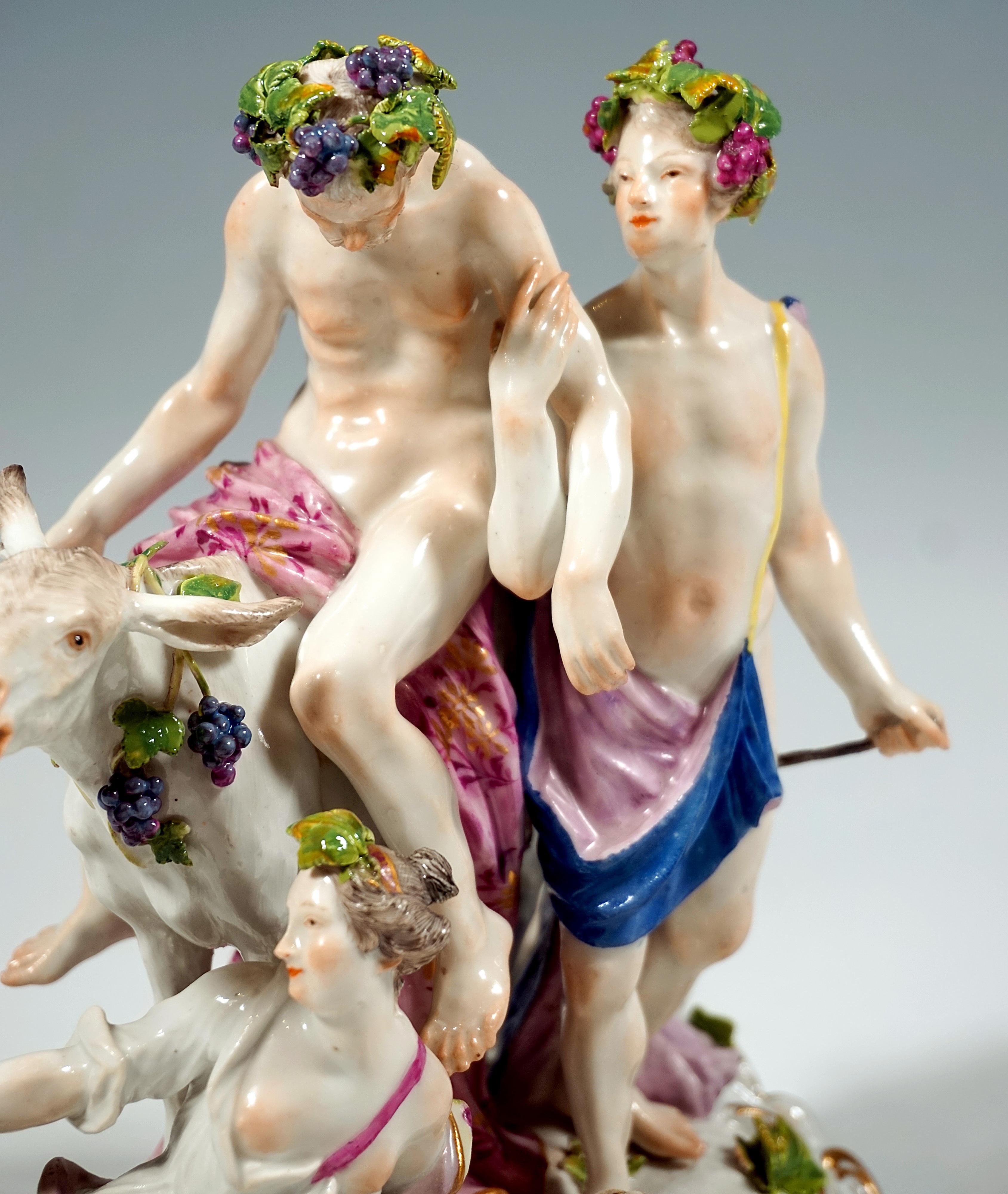 Gruppo Bacchant di Meissen 'Sileno ubriaco sull'asino', di F. A. Meyers, 1763-1773 In condizioni ottime in vendita a Vienna, AT