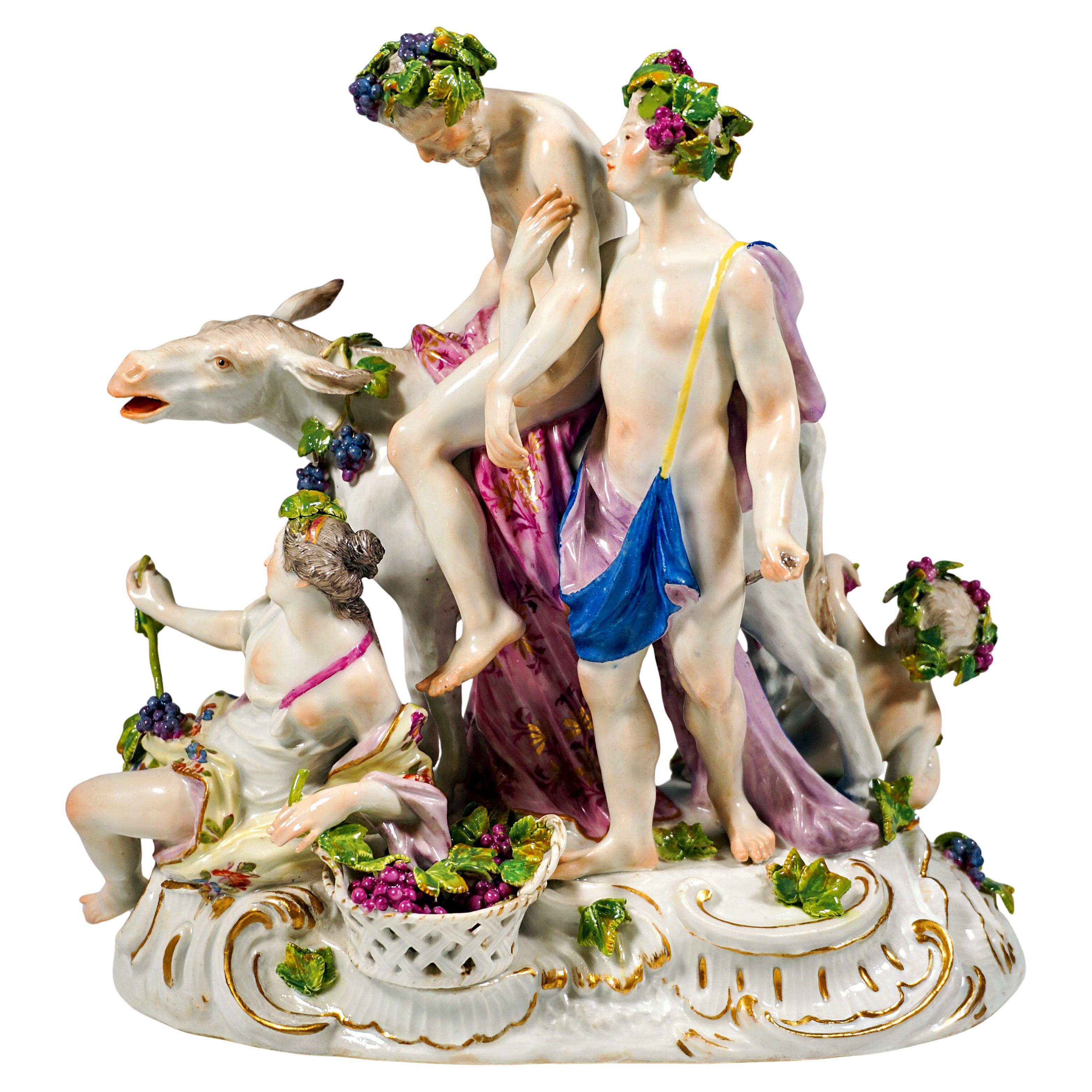 Gruppo Bacchant di Meissen 'Sileno ubriaco sull'asino', di F. A. Meyers, 1763-1773 in vendita