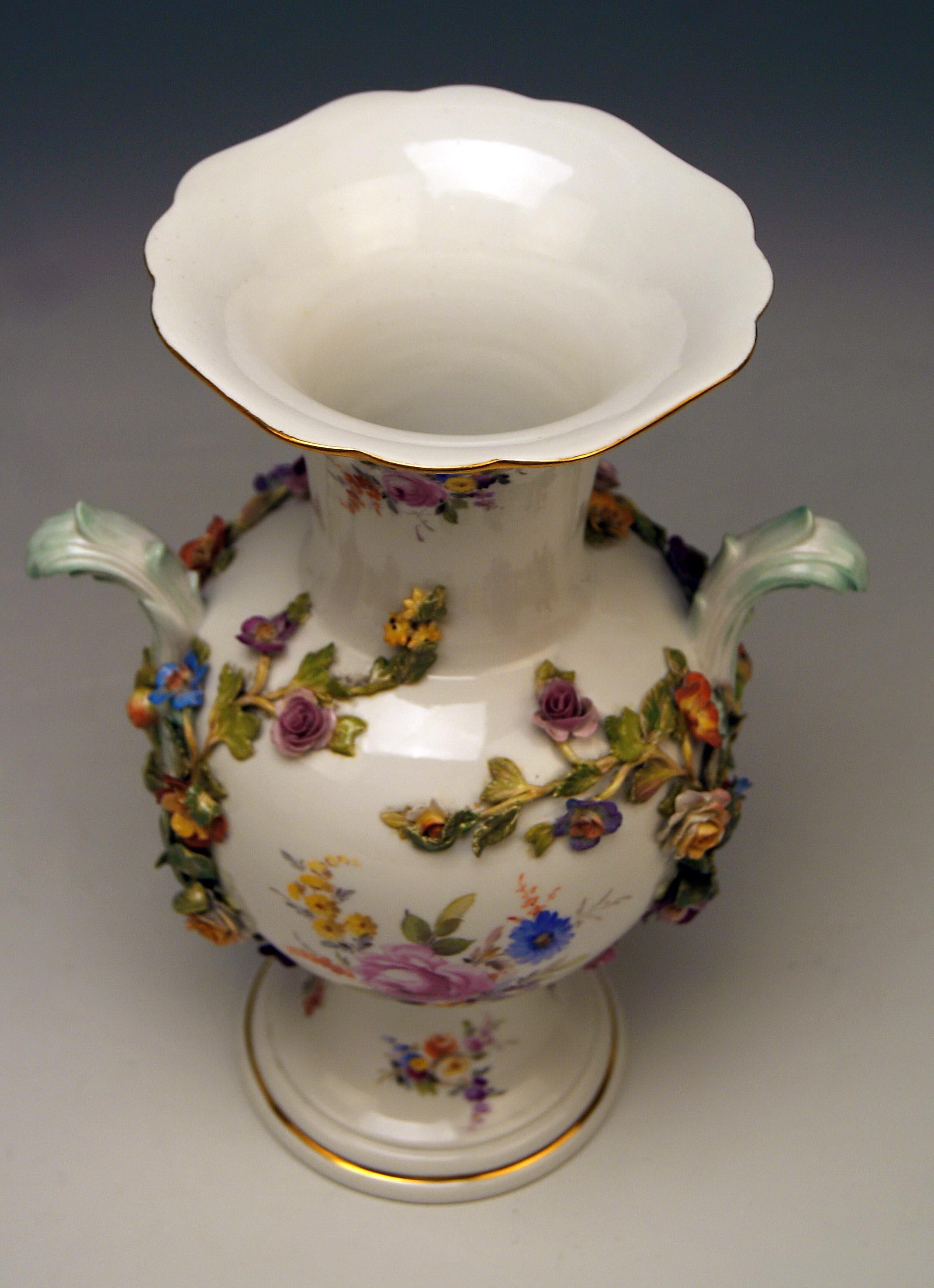 Meissen Bellied Vase Sculptured Flowers Fruits, circa 1870 1