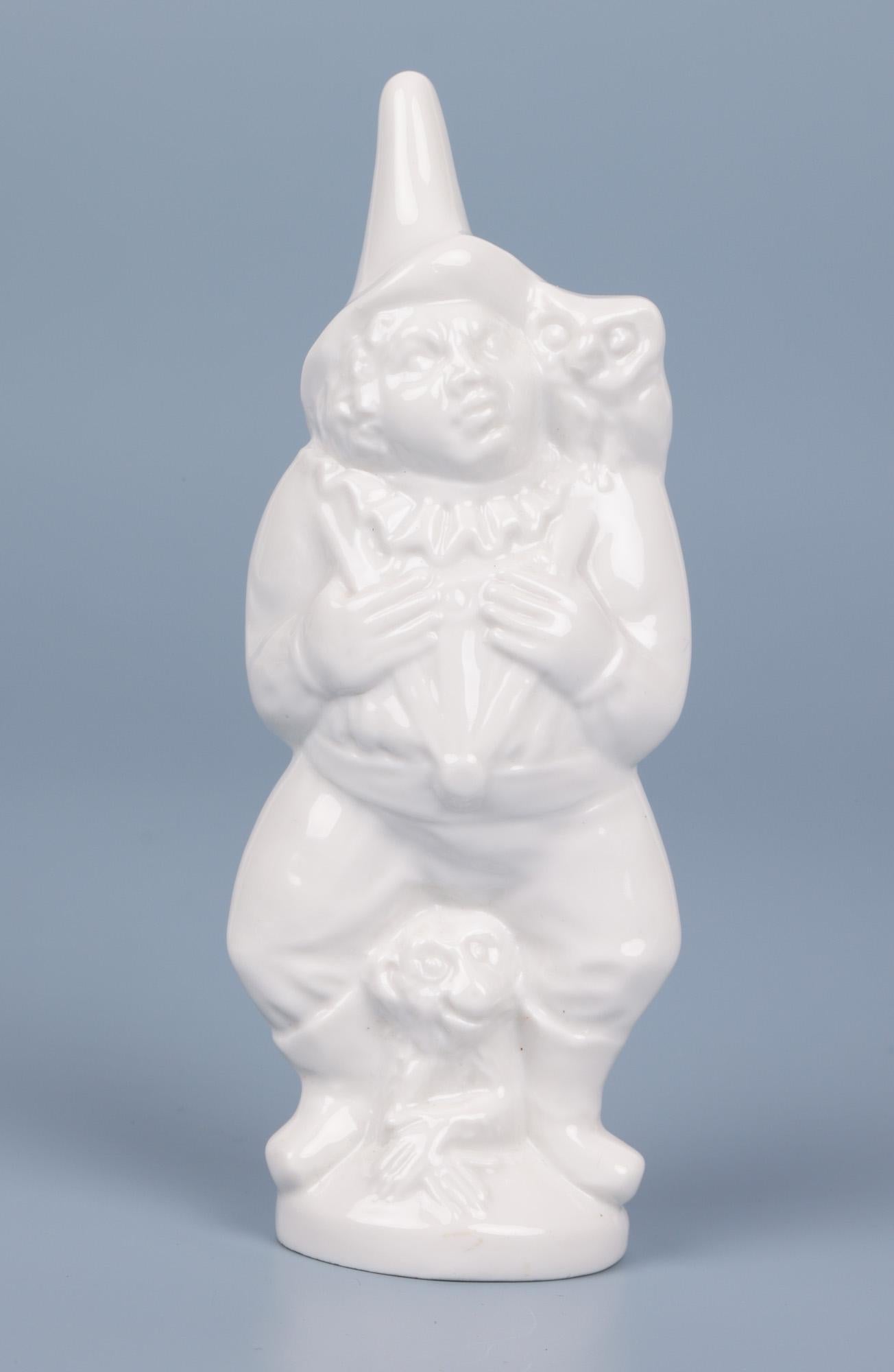 German Meissen Blanc de Chine Porcelain Jester and Monkey Figure For Sale