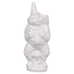 Figura di giullare e scimmia in porcellana Meissen Blanc de Chine