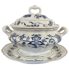 Meissen Blue Danube Soup Tureen with Underplate