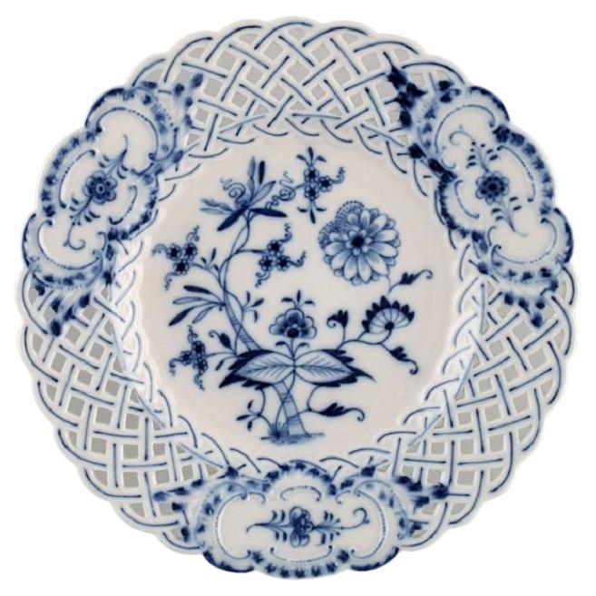 Meissen Blue Onion Compote in Openwork Porcelain, Early 20th Century